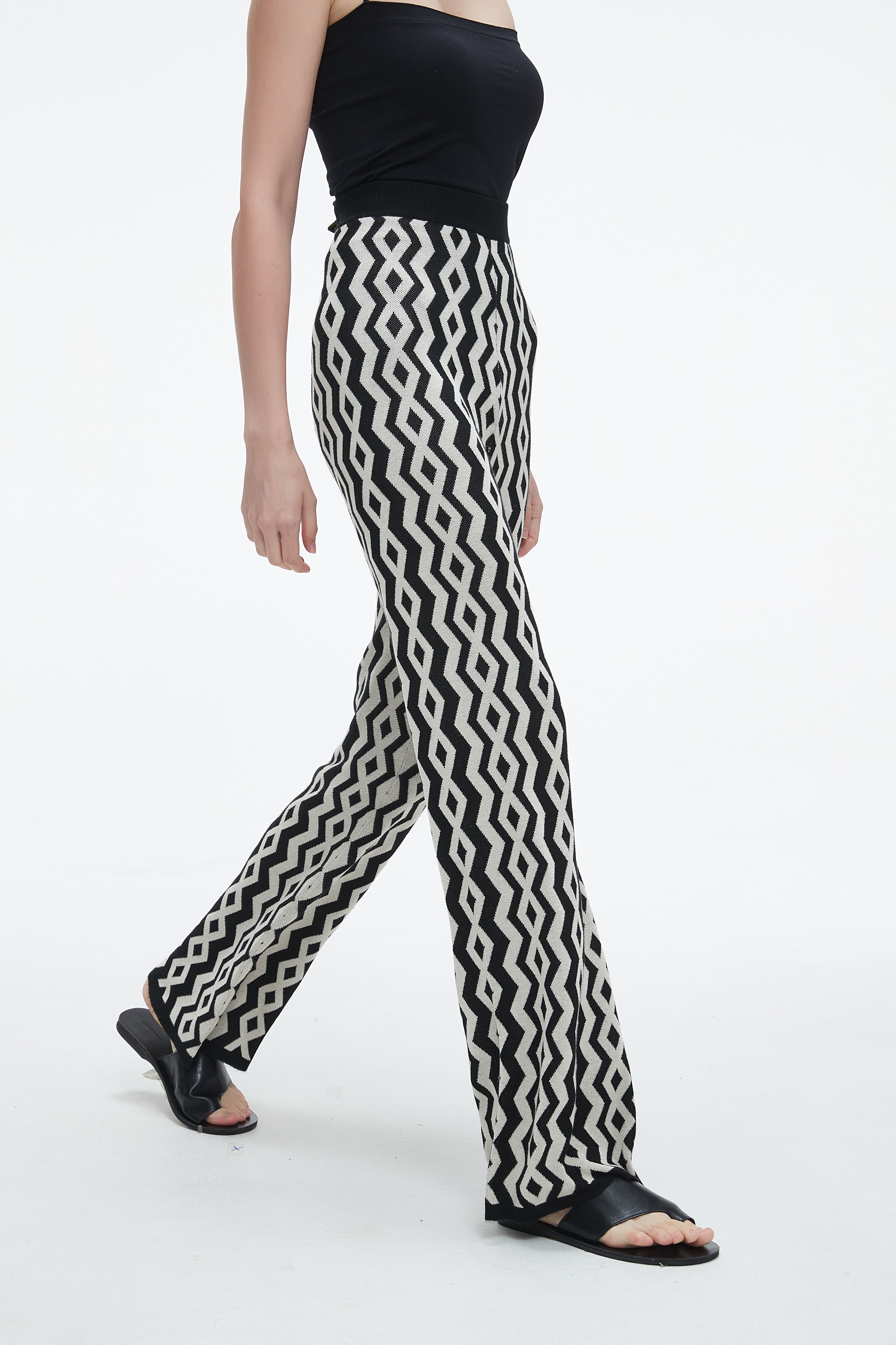 Yola Long Wide-Leg Printed Trousers