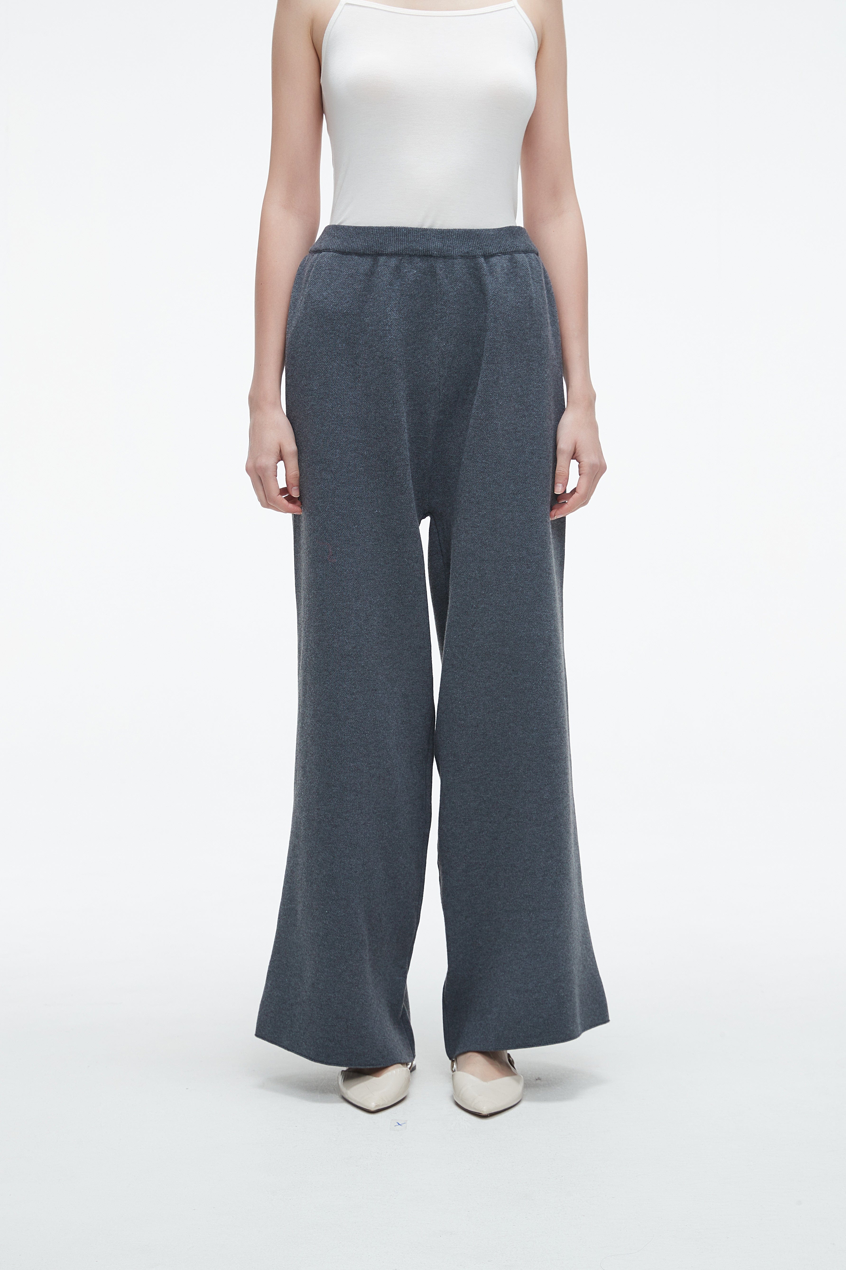 Plain Long Wide-Leg Pants