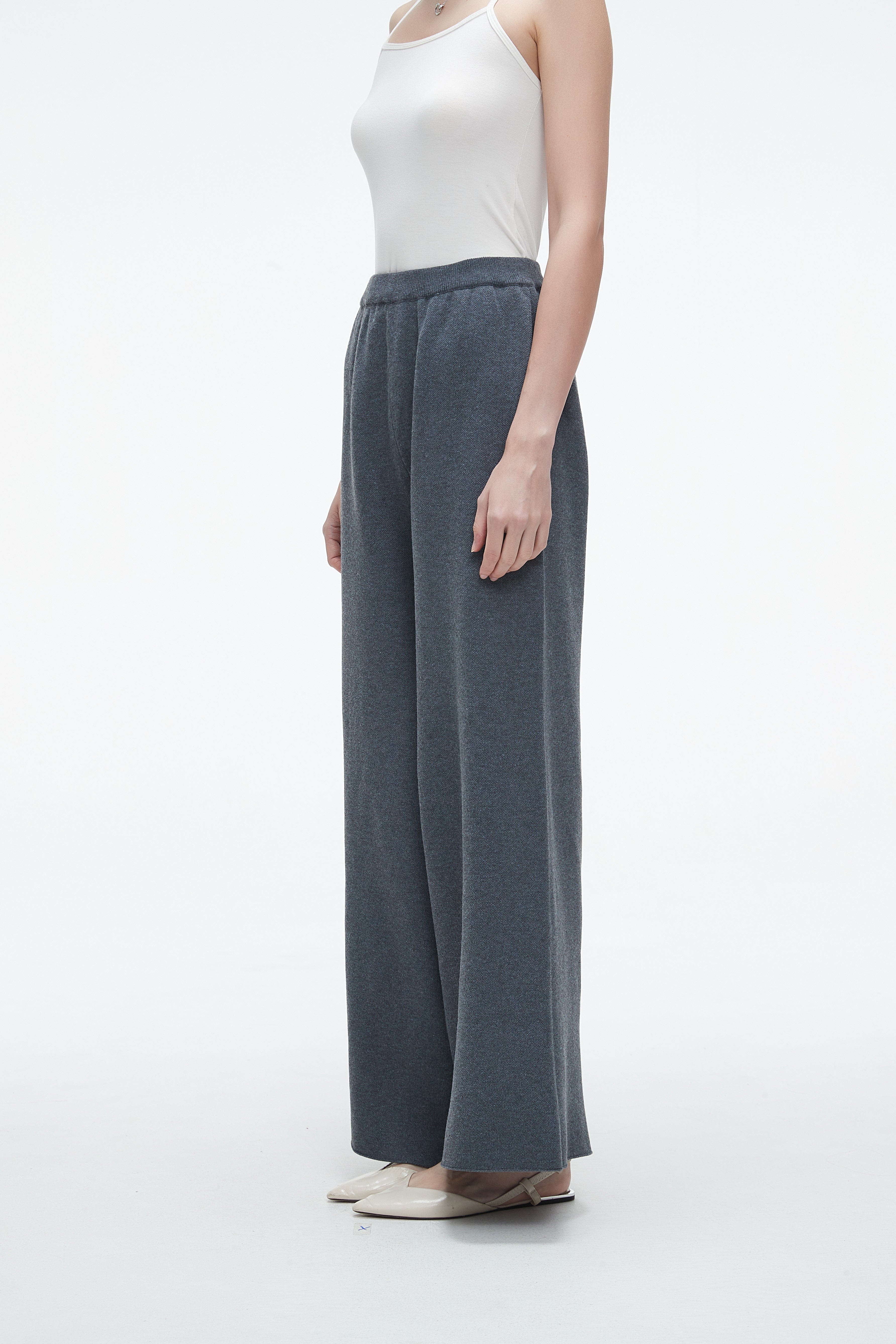Plain Long Wide-Leg Pants