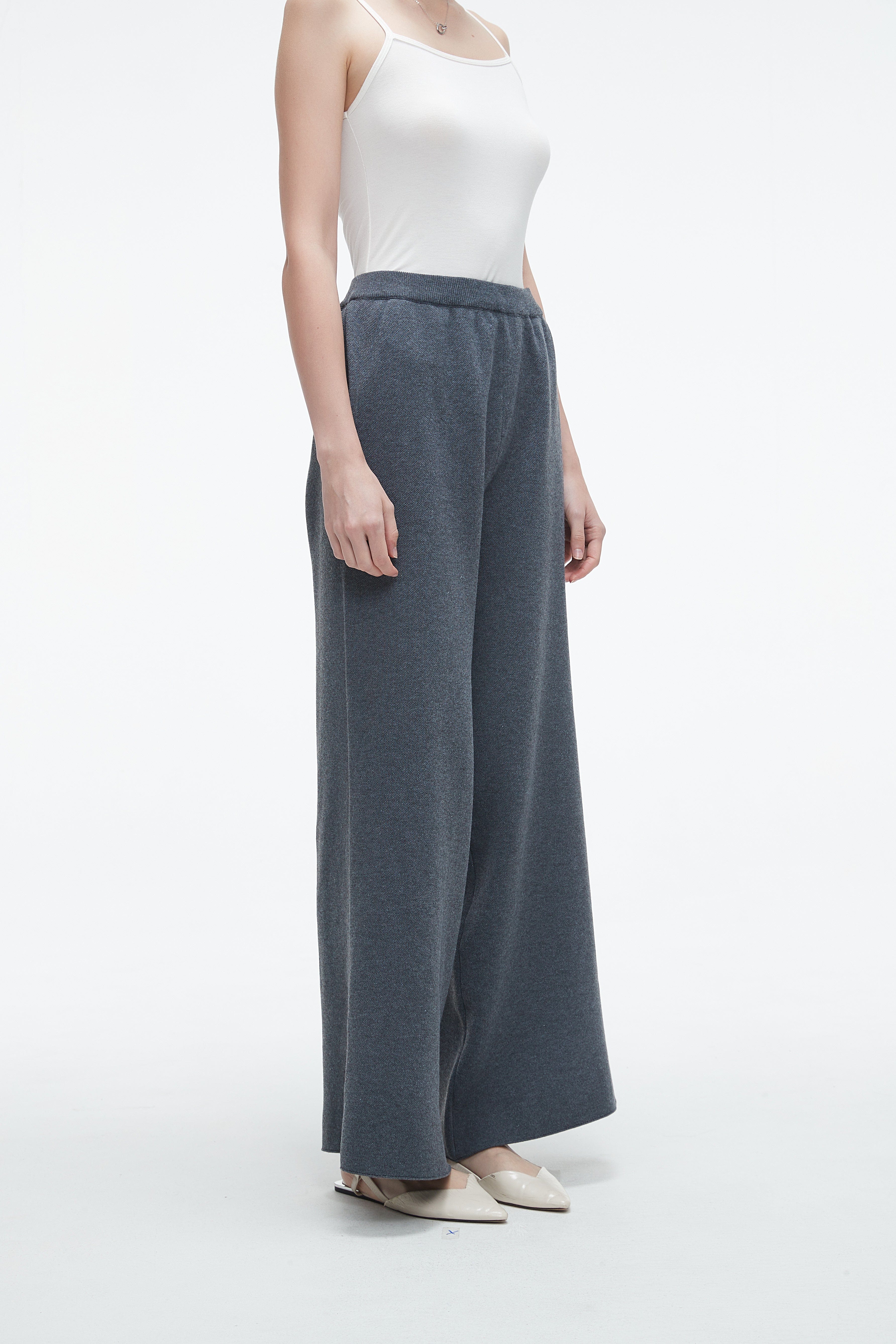 Plain Long Wide-Leg Pants
