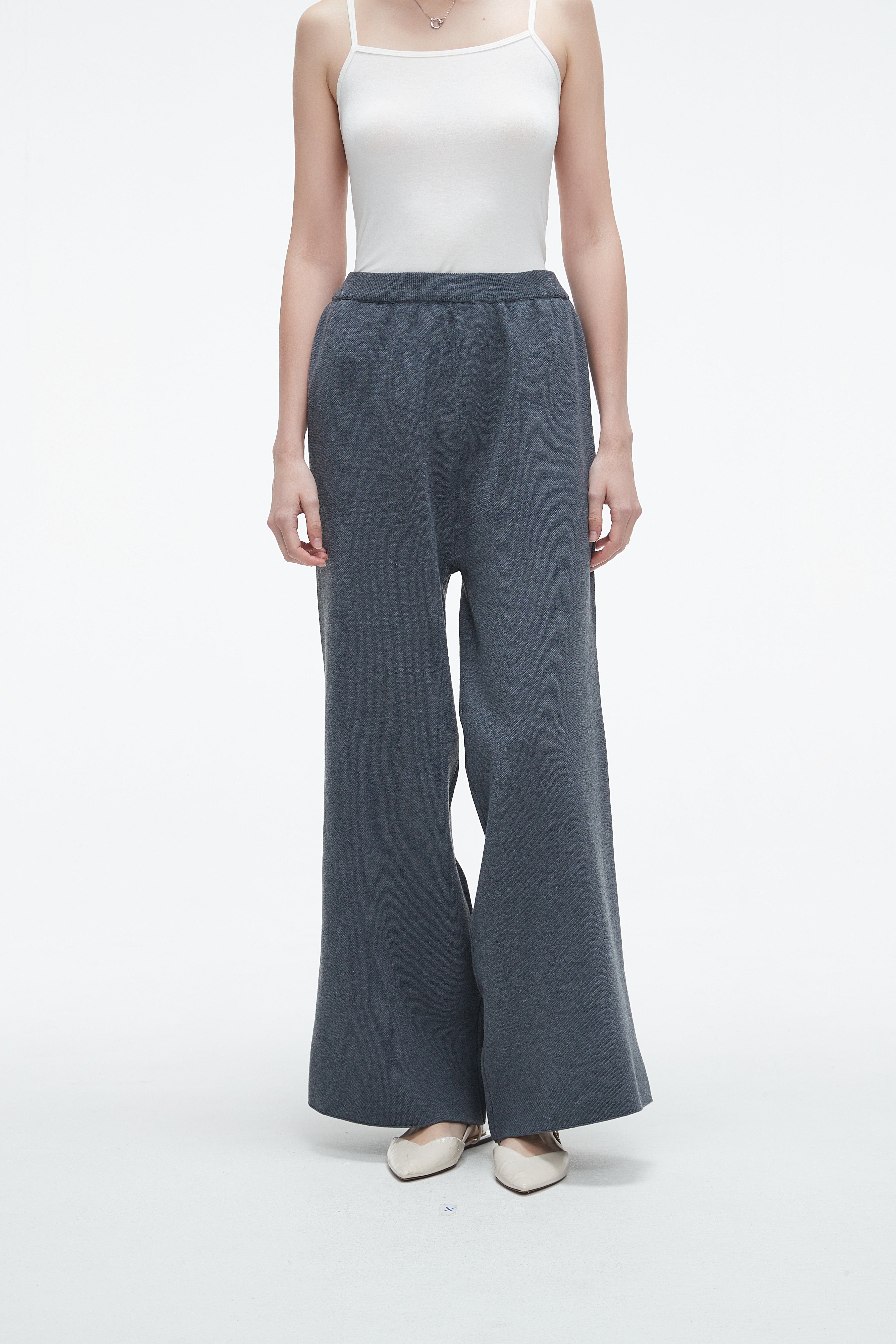 Plain Long Wide-Leg Pants