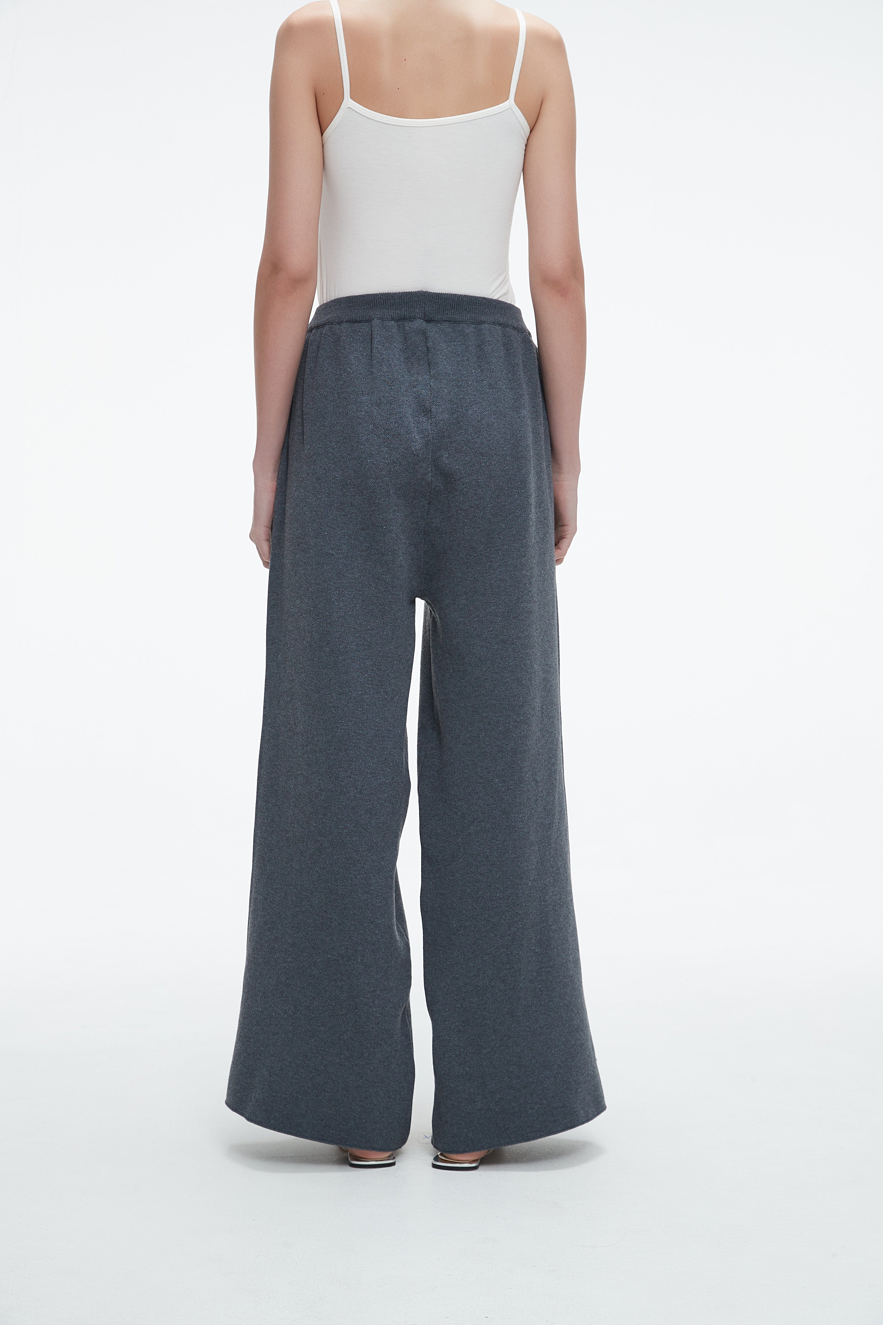 Plain Long Wide-Leg Pants