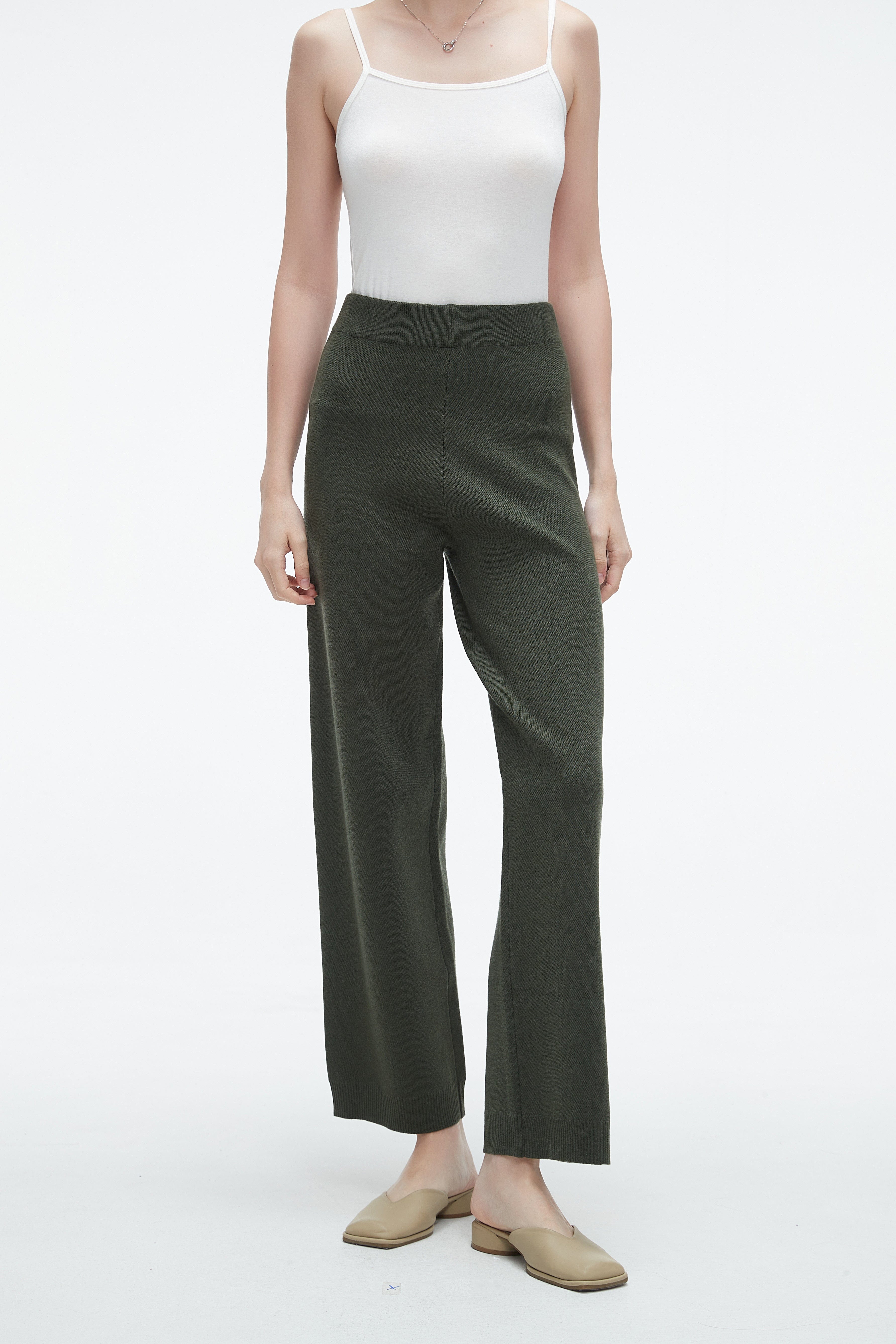 Plain Long Trousers With Wide Legs