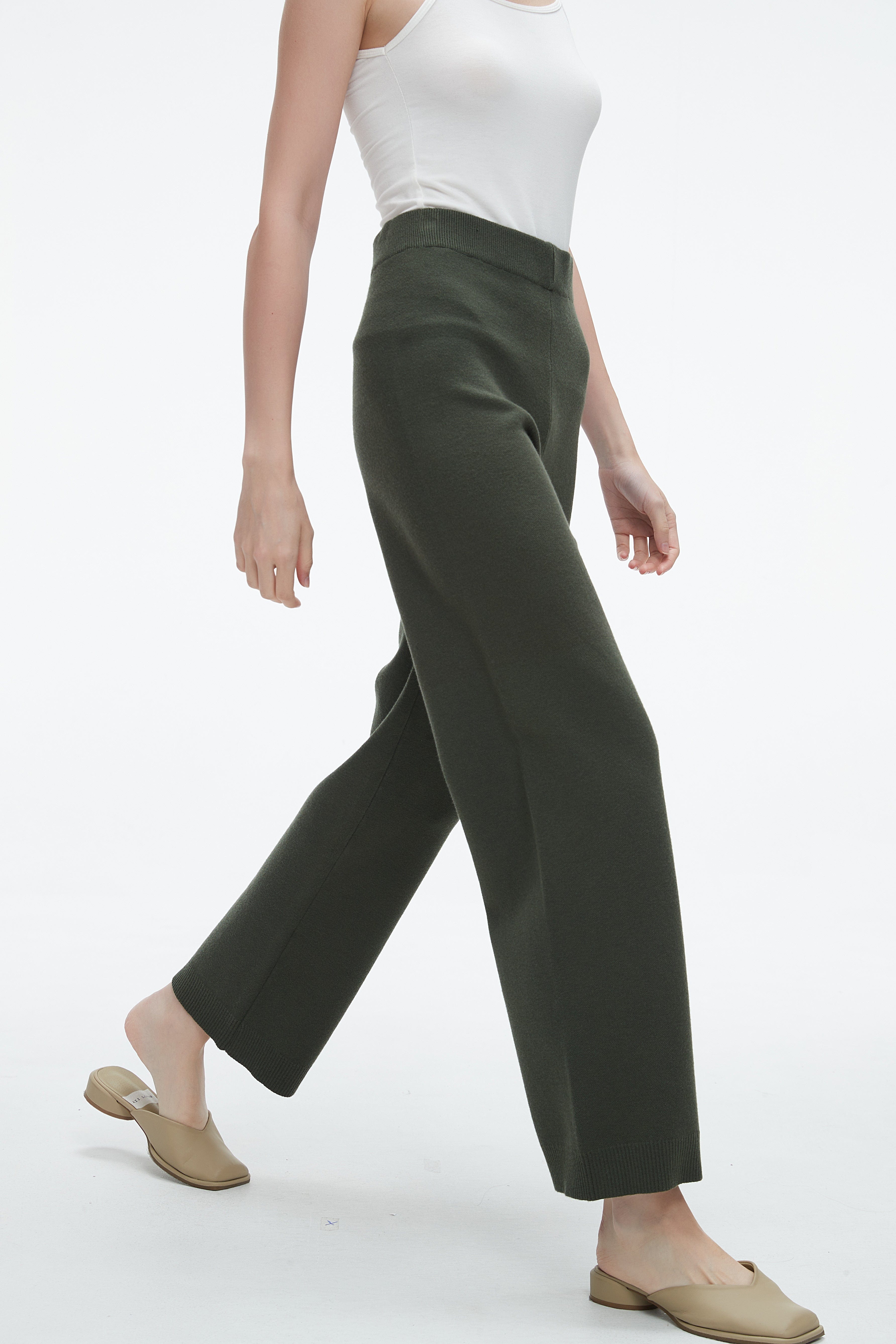 Plain Long Trousers With Wide Legs