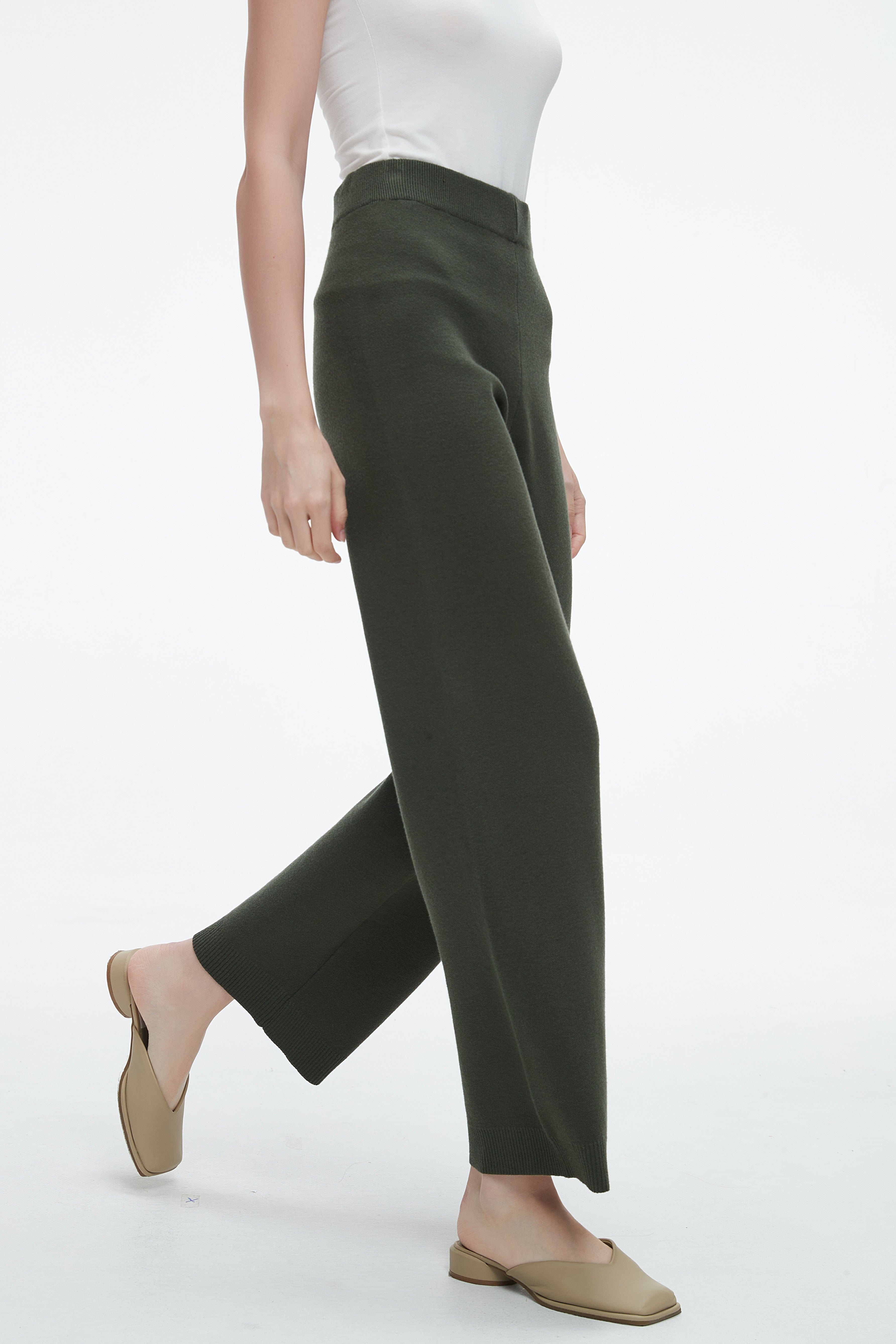 Plain Long Trousers With Wide Legs