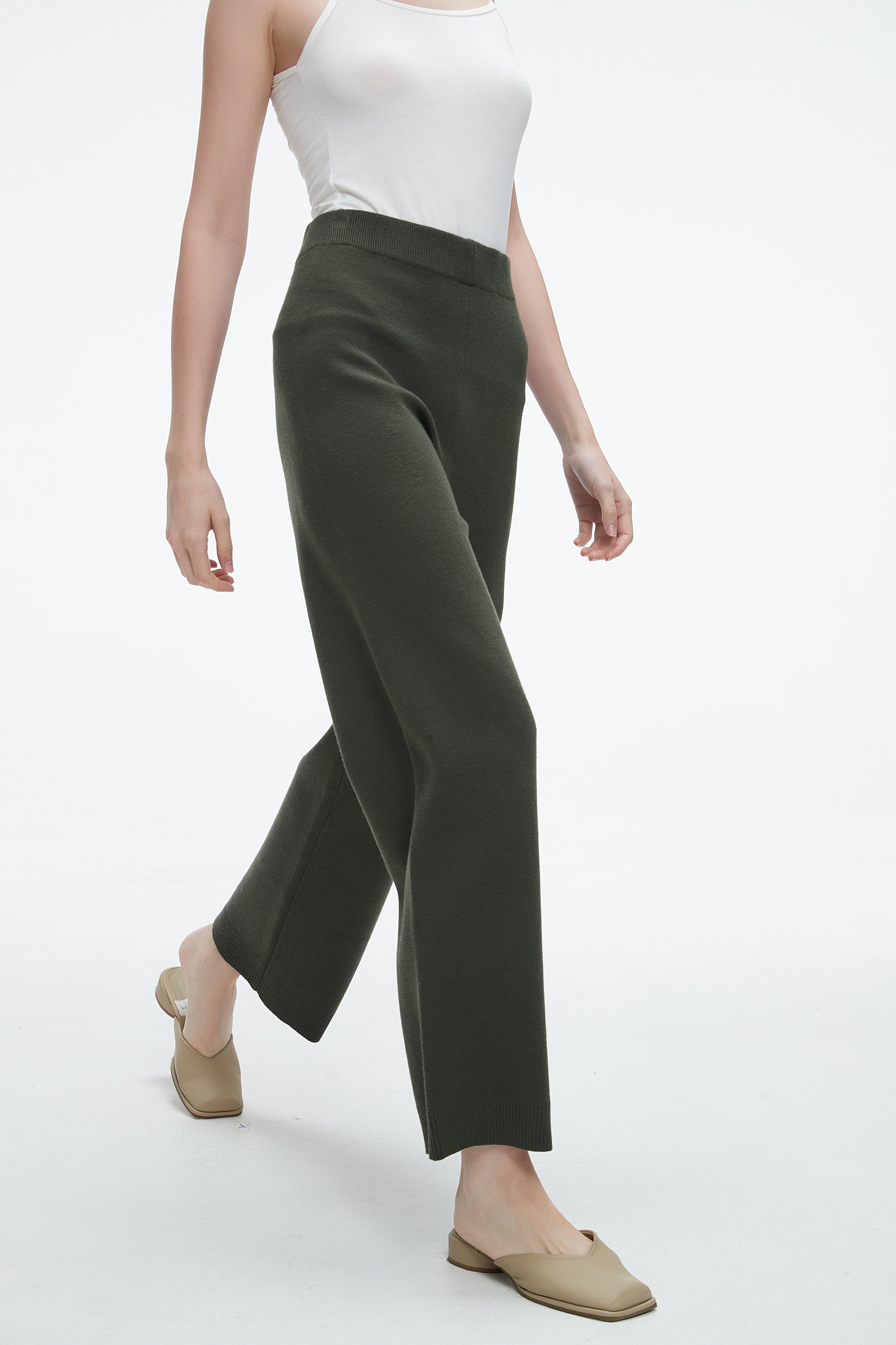 Plain Long Trousers With Wide Legs