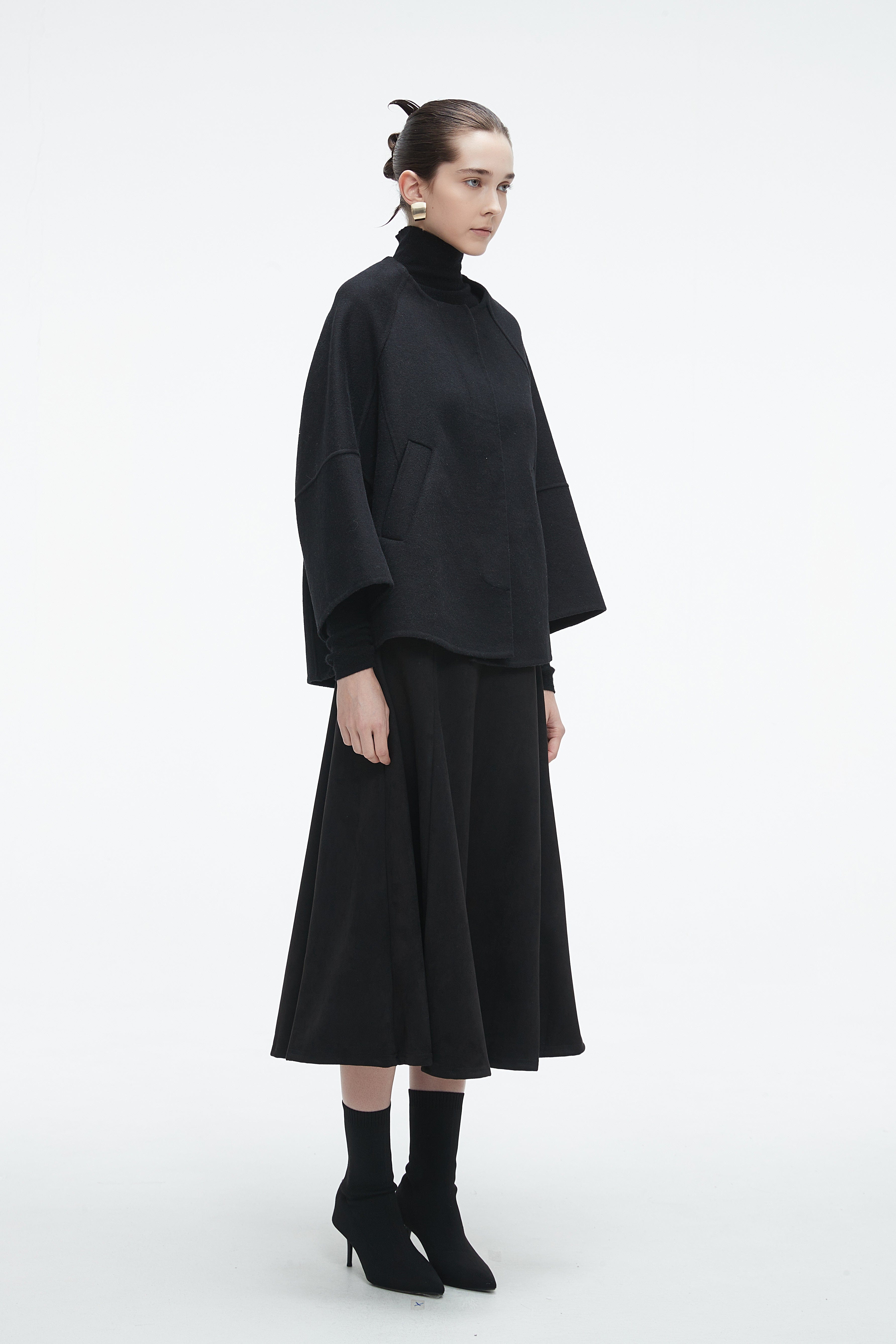 Solid Long Wide Sleeve Jacket for Work