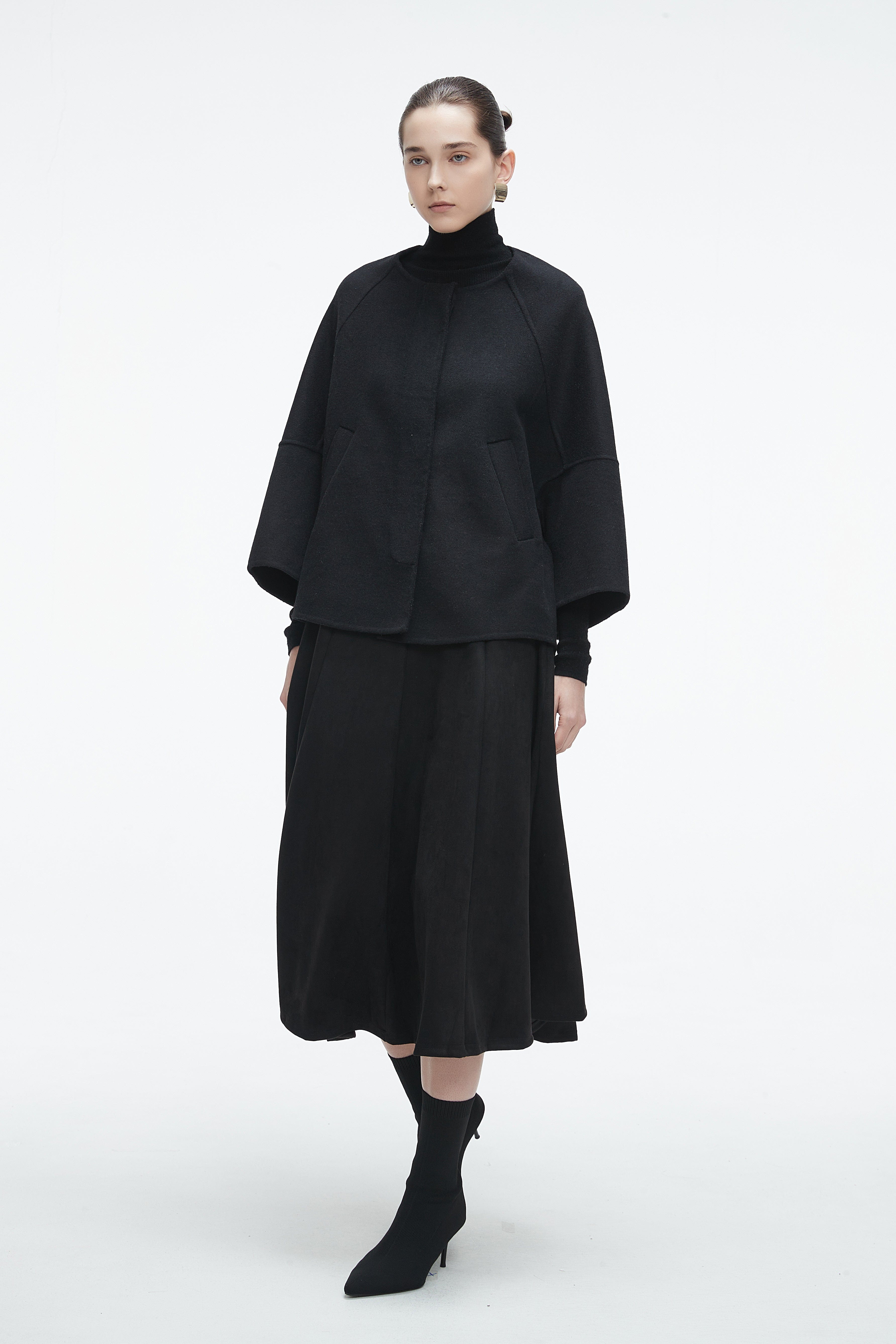 Solid Long Wide Sleeve Jacket for Work