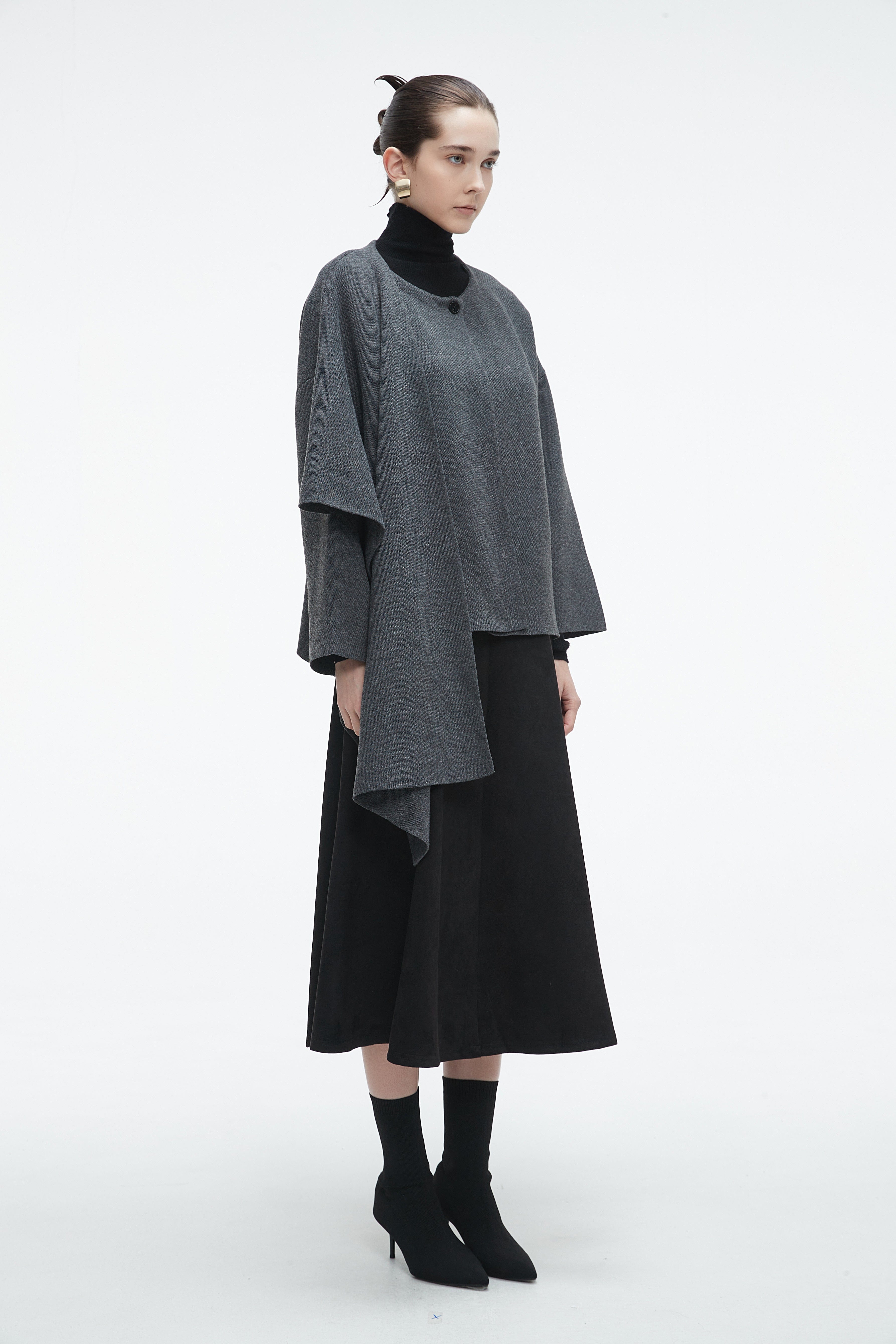 Winter Long Sleeve Blouse With Shoulder Scarf Design