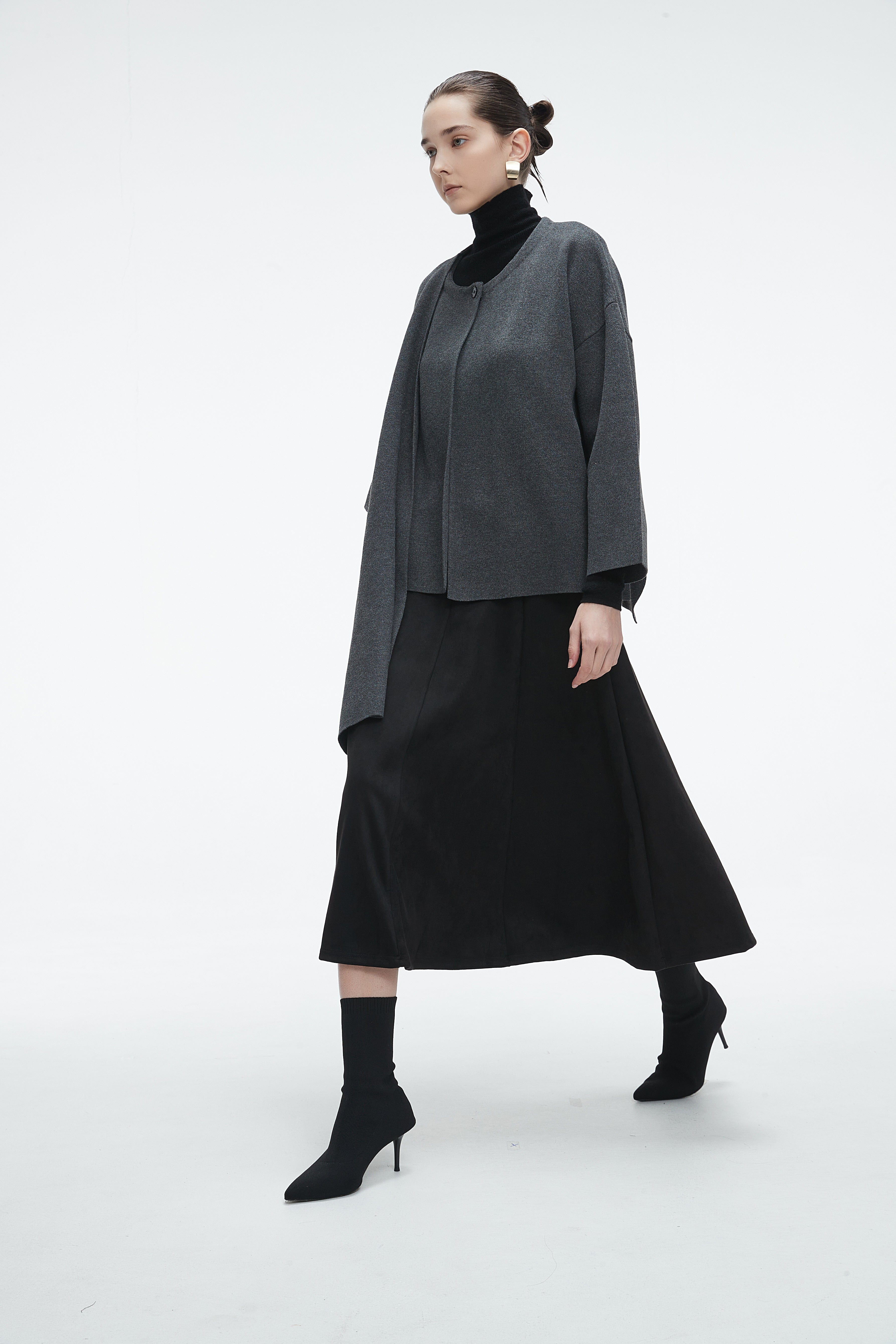 Winter Long Sleeve Blouse With Shoulder Scarf Design