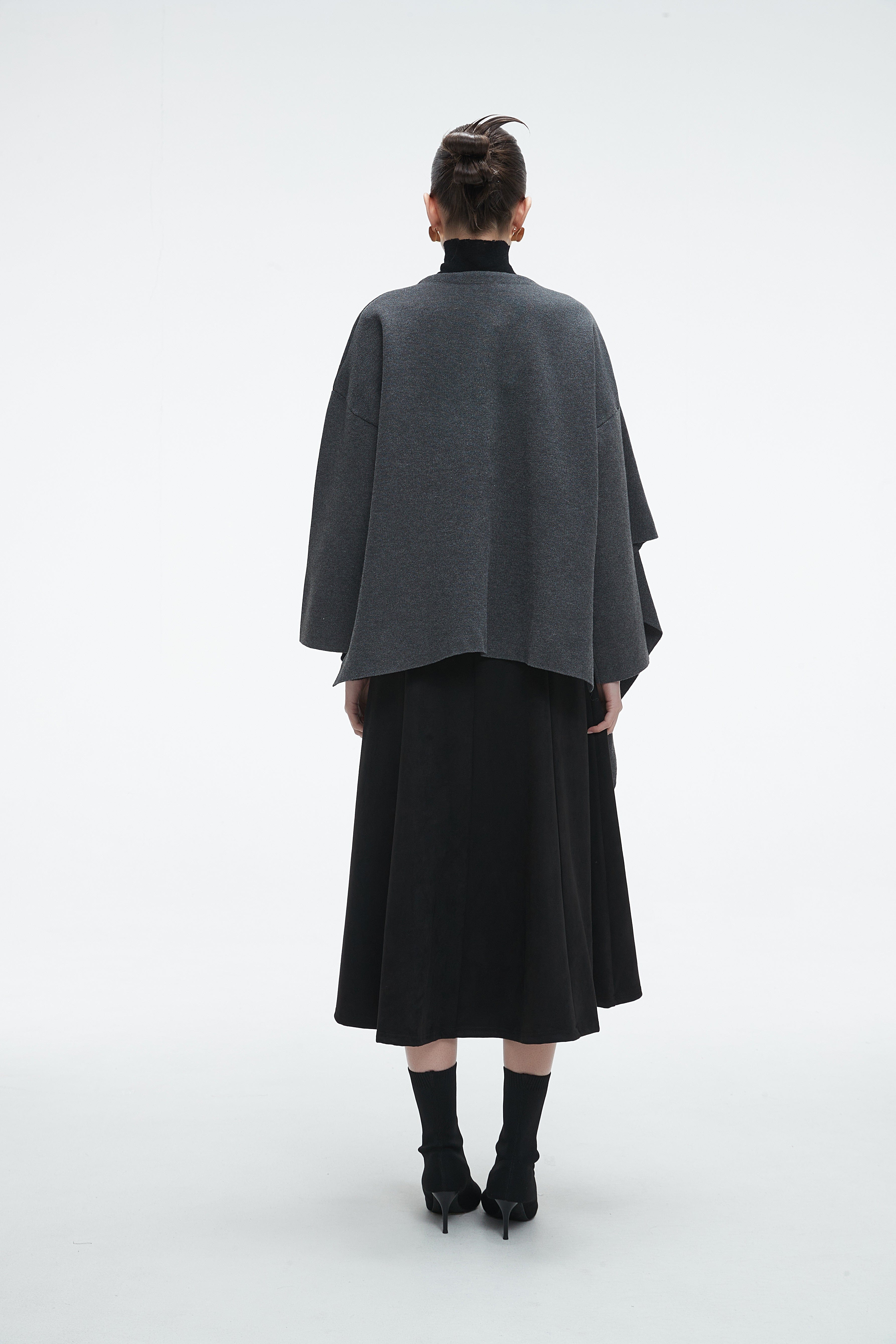 Winter Long Sleeve Blouse With Shoulder Scarf Design