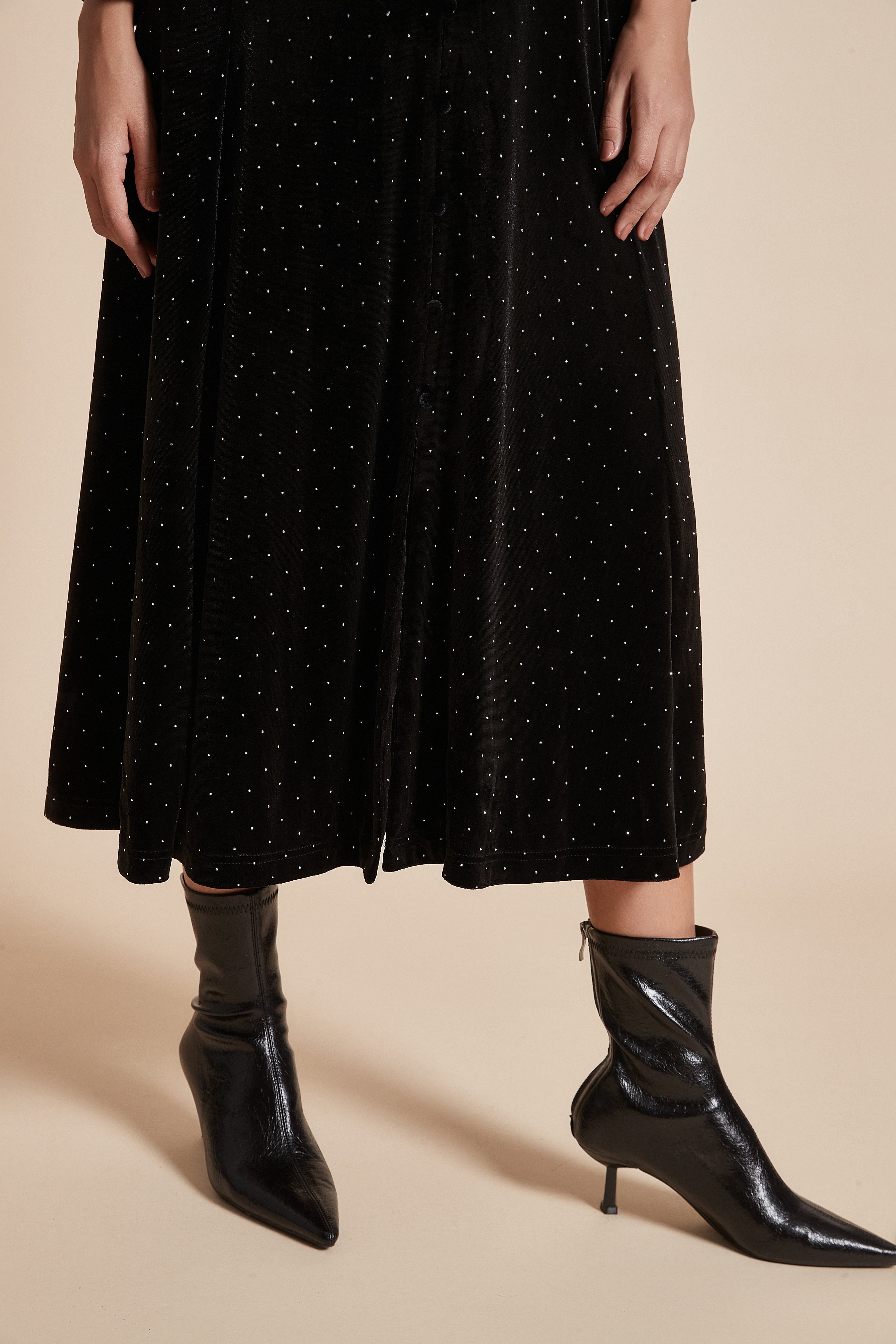 Long Polka Dot Dress With Long Sleeves