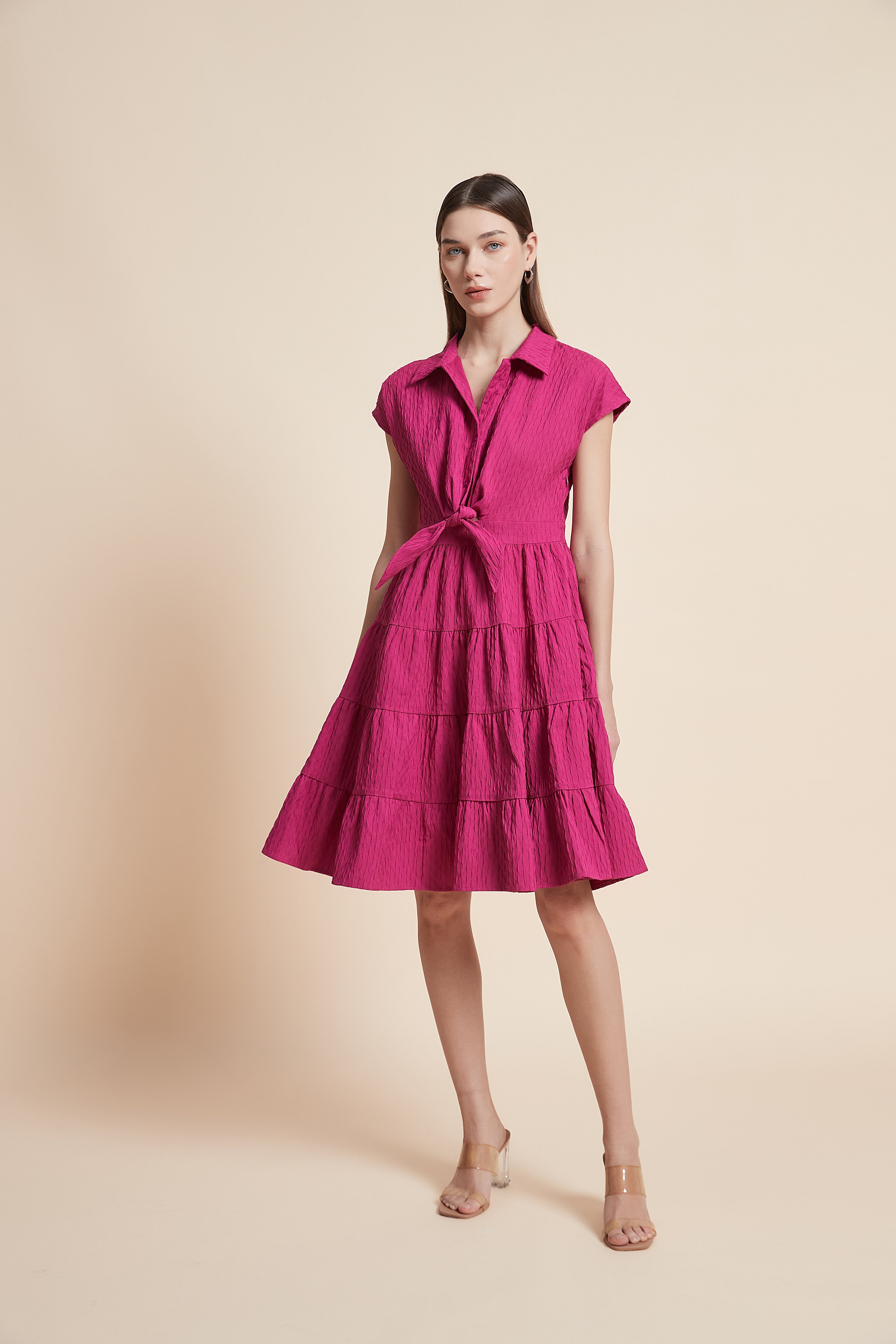 Ruffled Short-Sleeved Dress