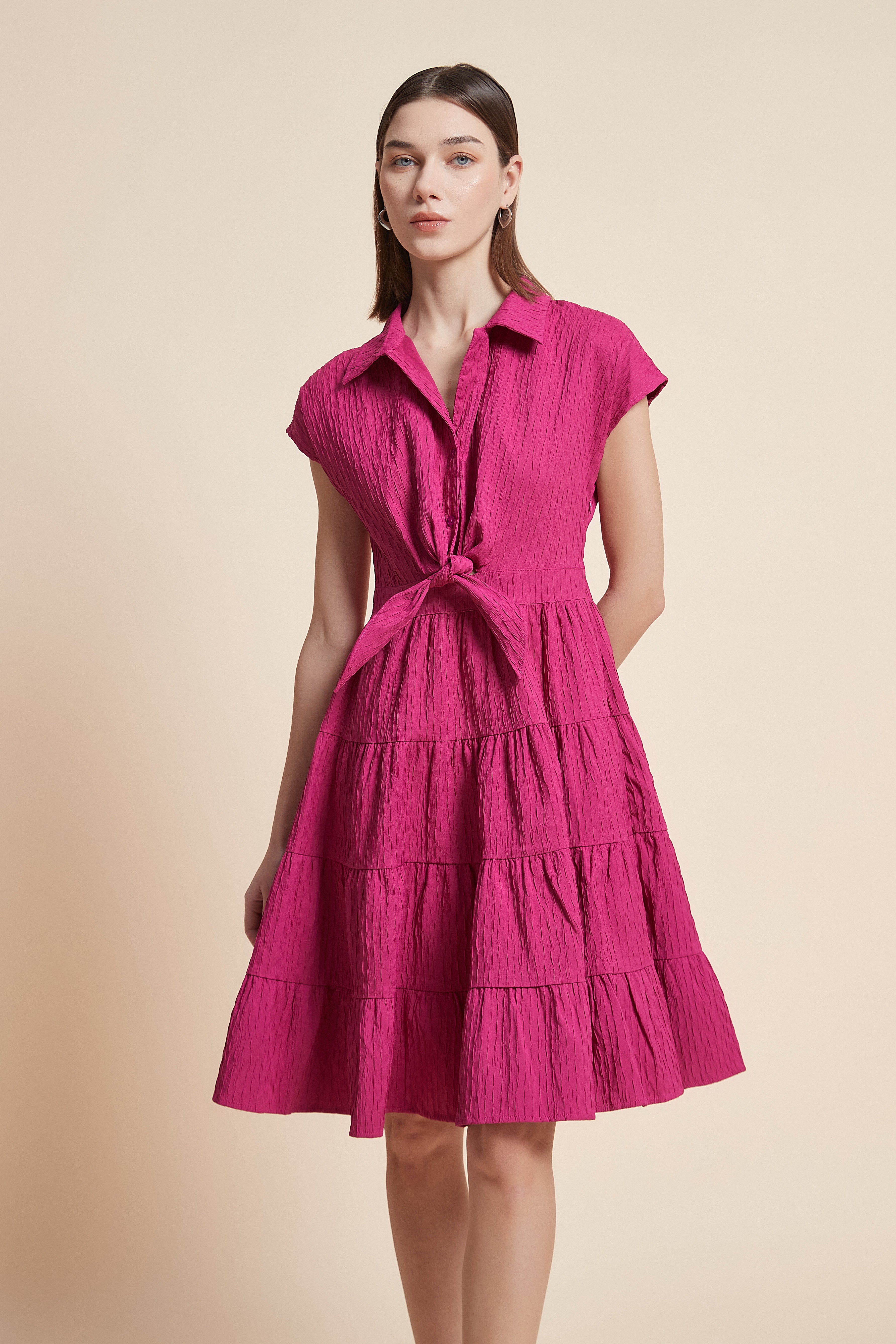 Ruffled Short-Sleeved Dress