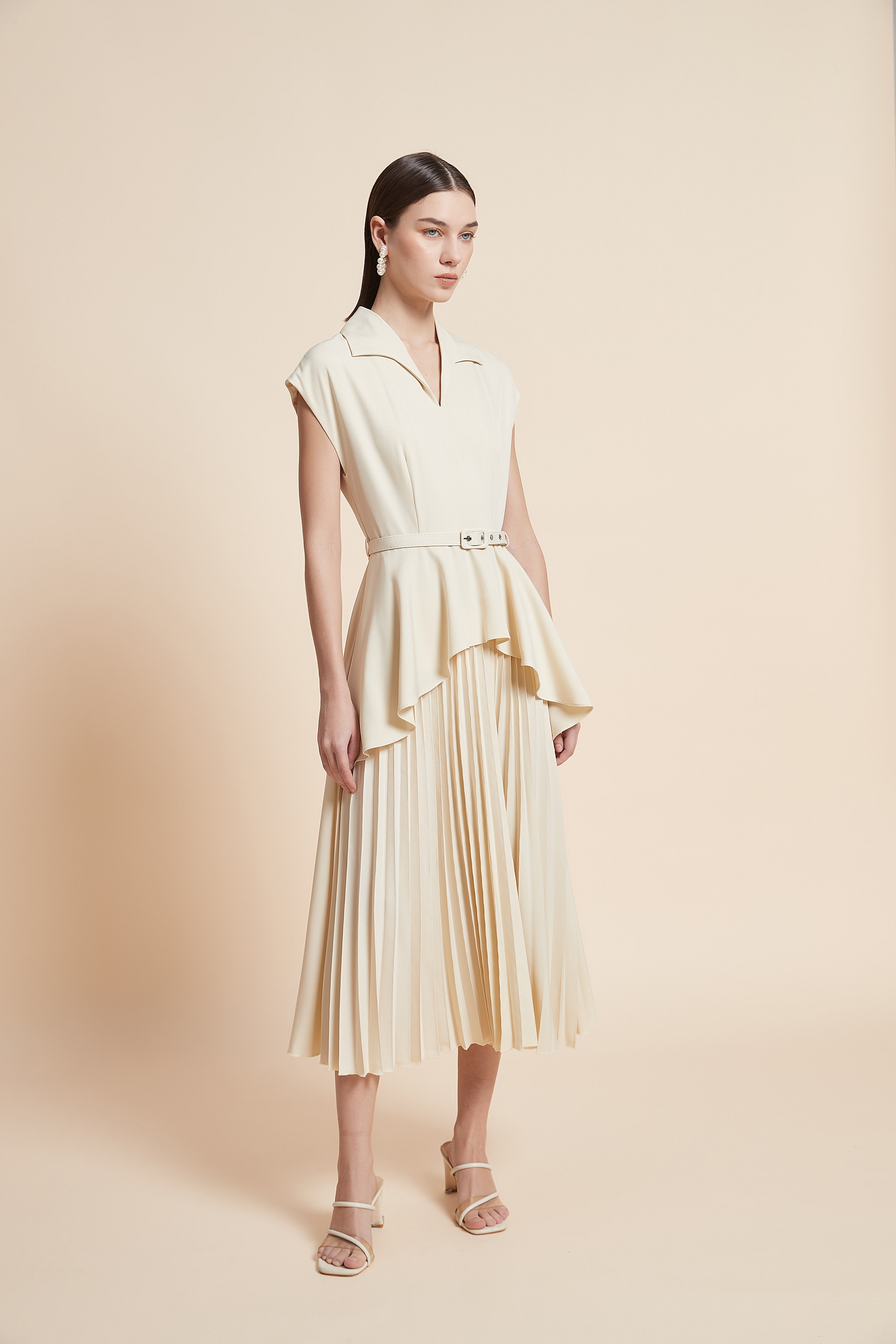 Sleeveless Pleated Midi Dress