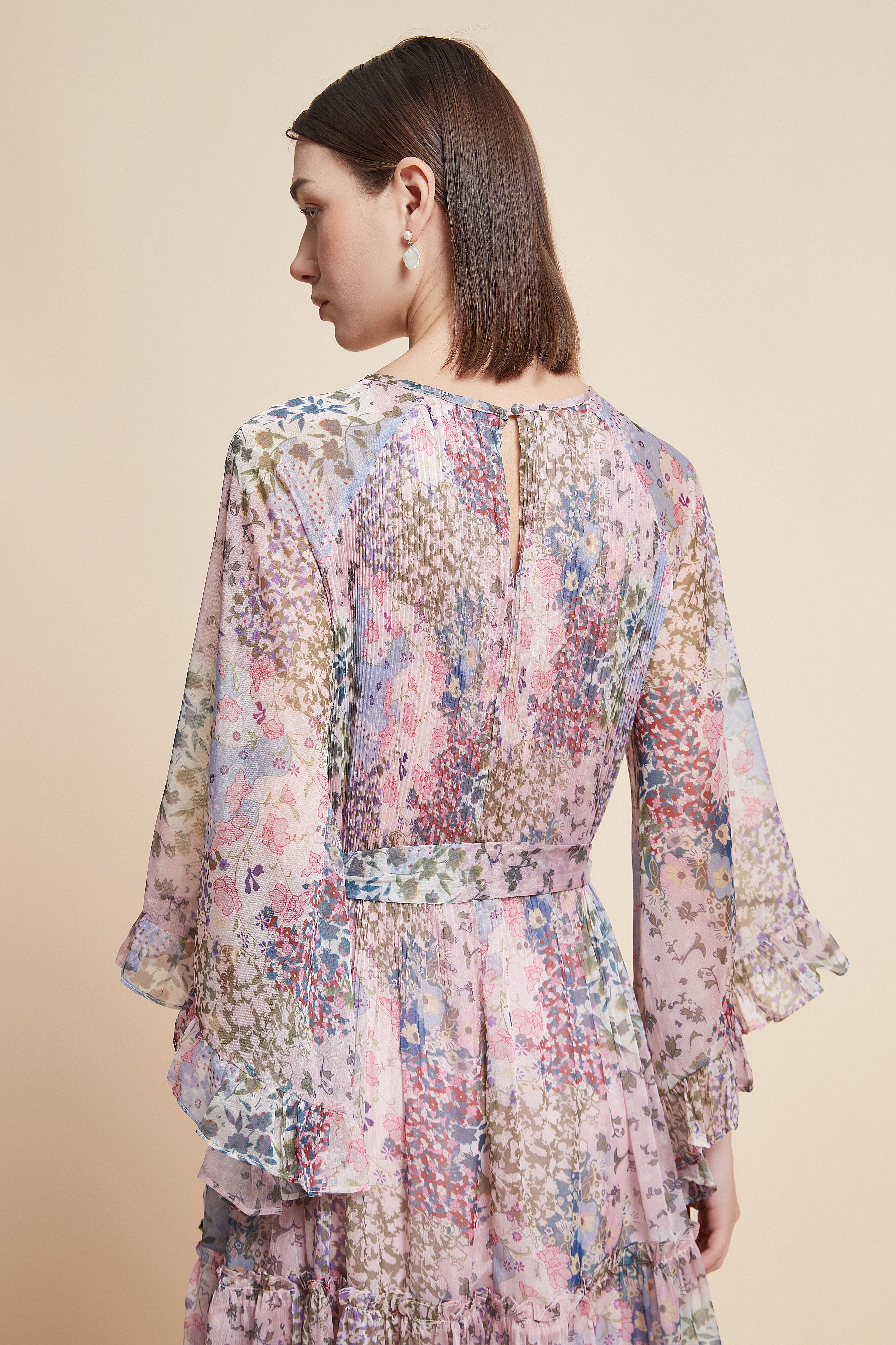 فستان ميدي مورد 3/4 كم