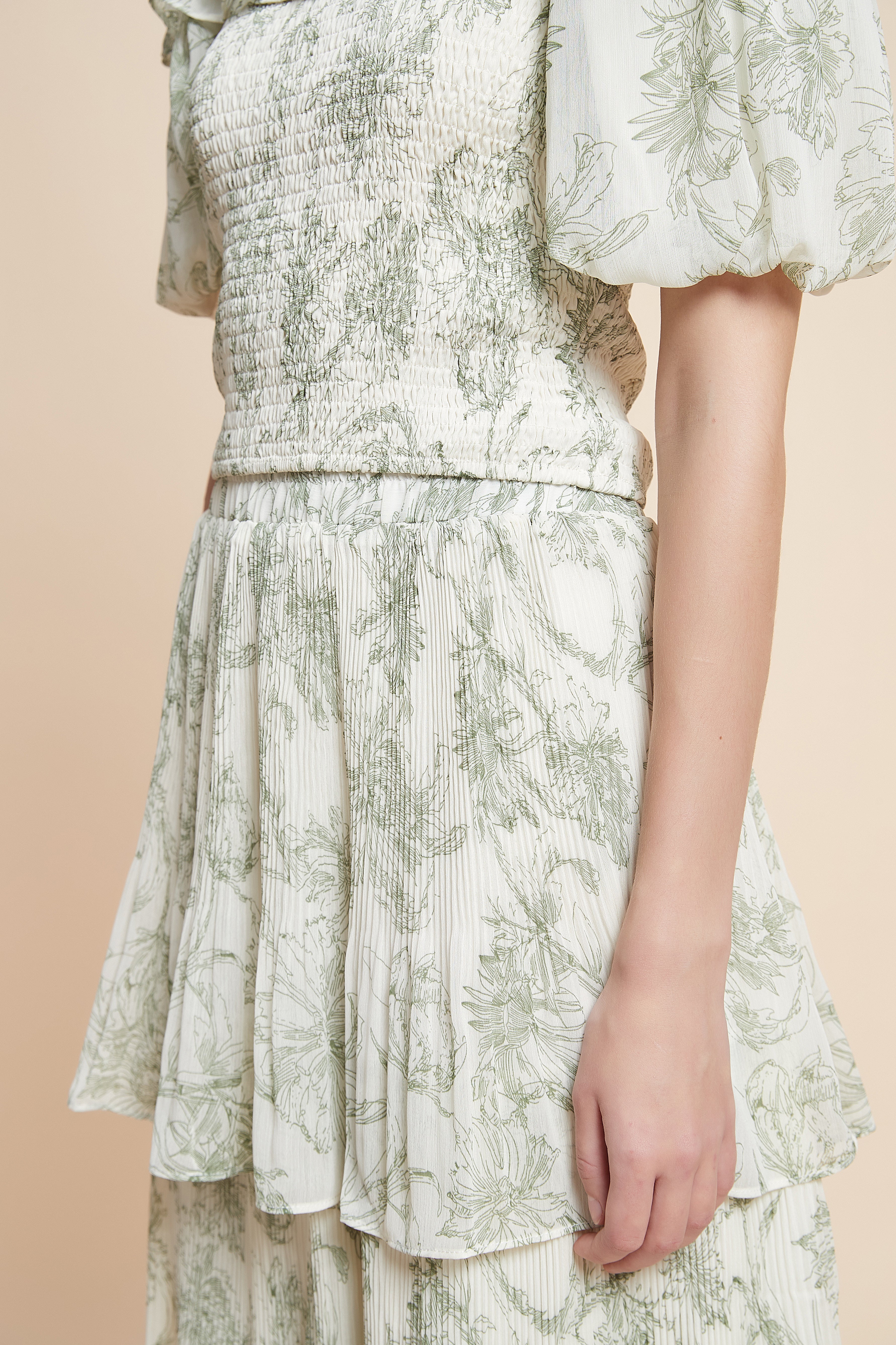 Patterned Off-Shoulder Half-Sleeve Top