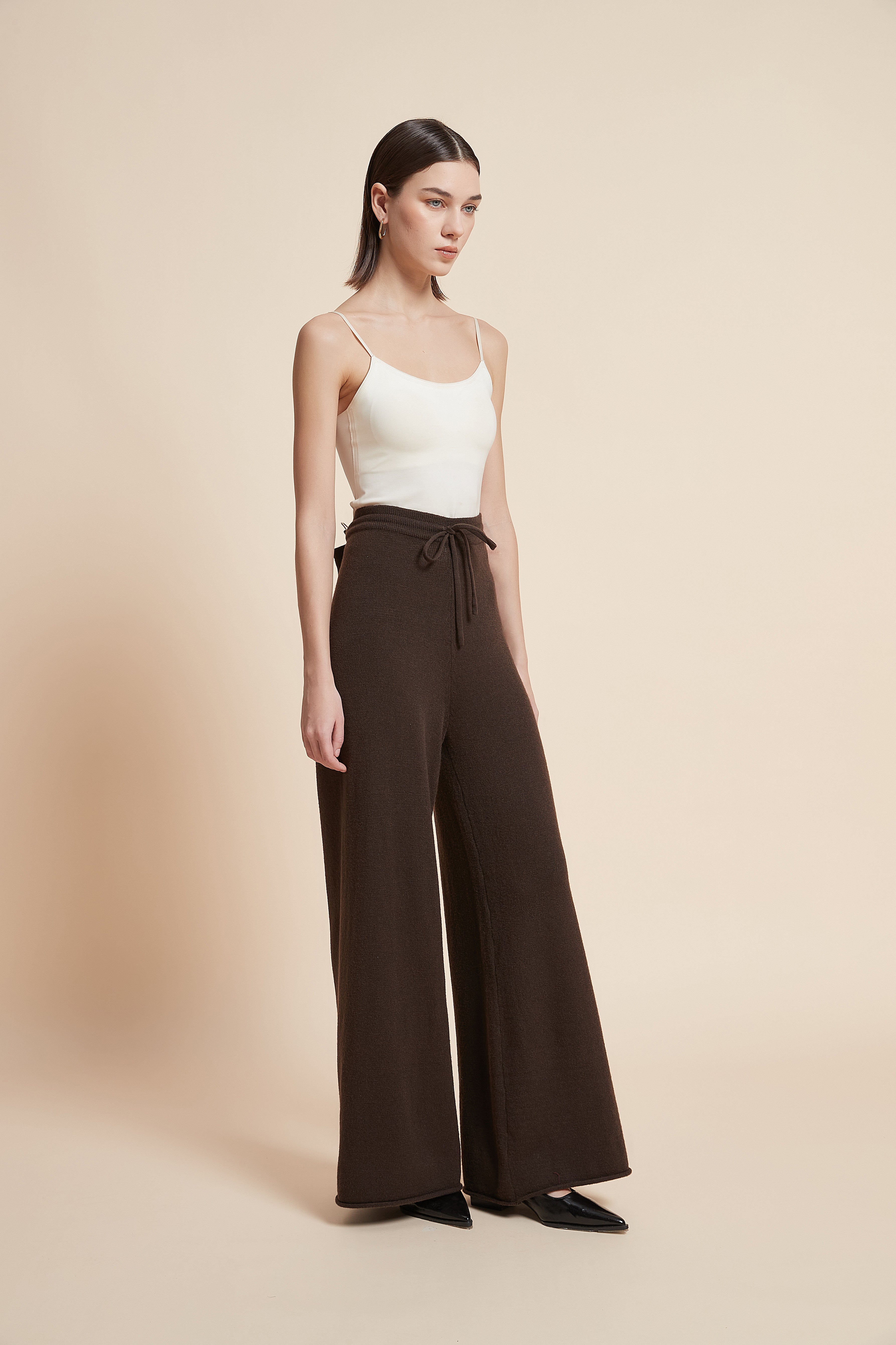 Wide-Leg Solid Long Pants