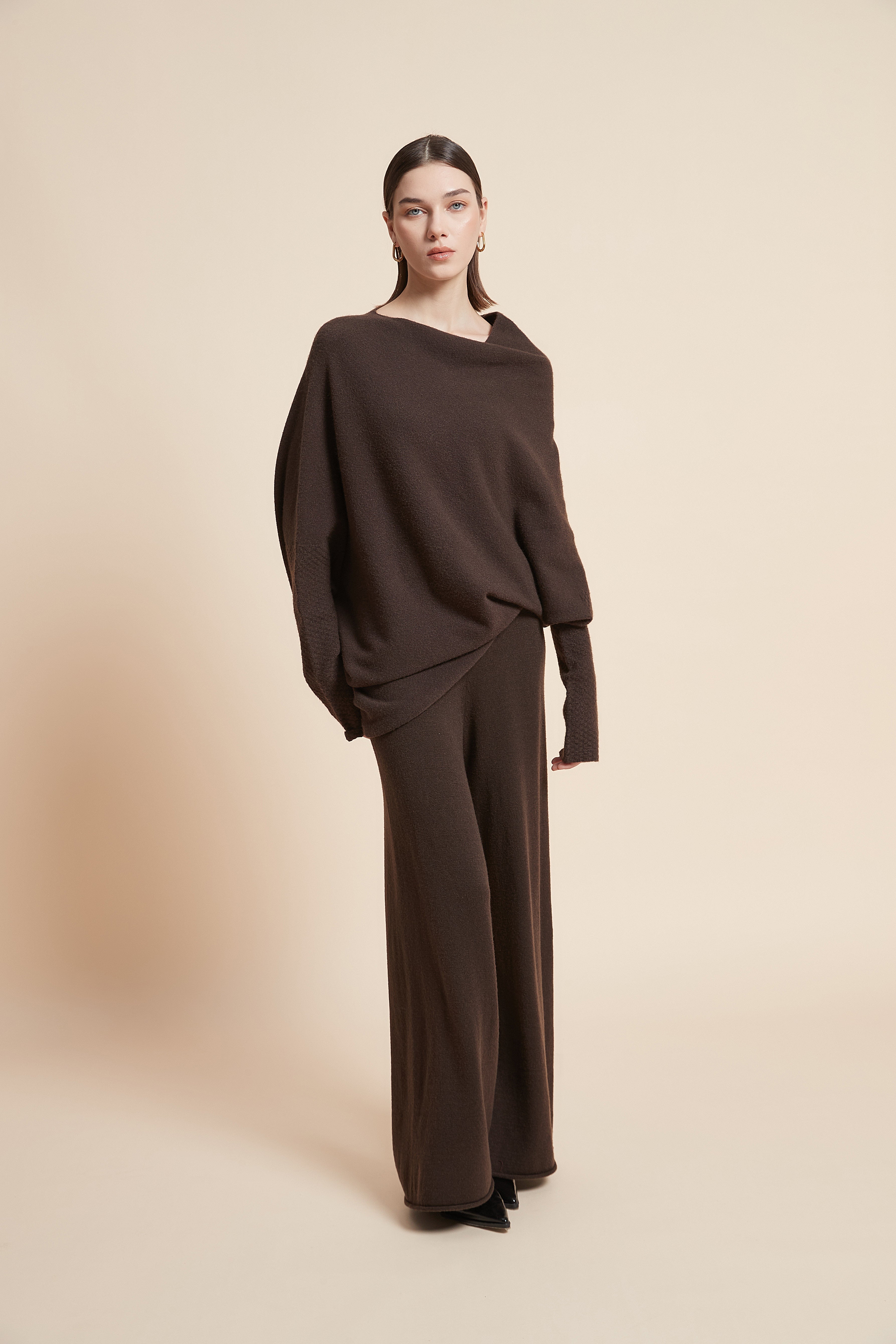 Wide-Leg Solid Long Pants