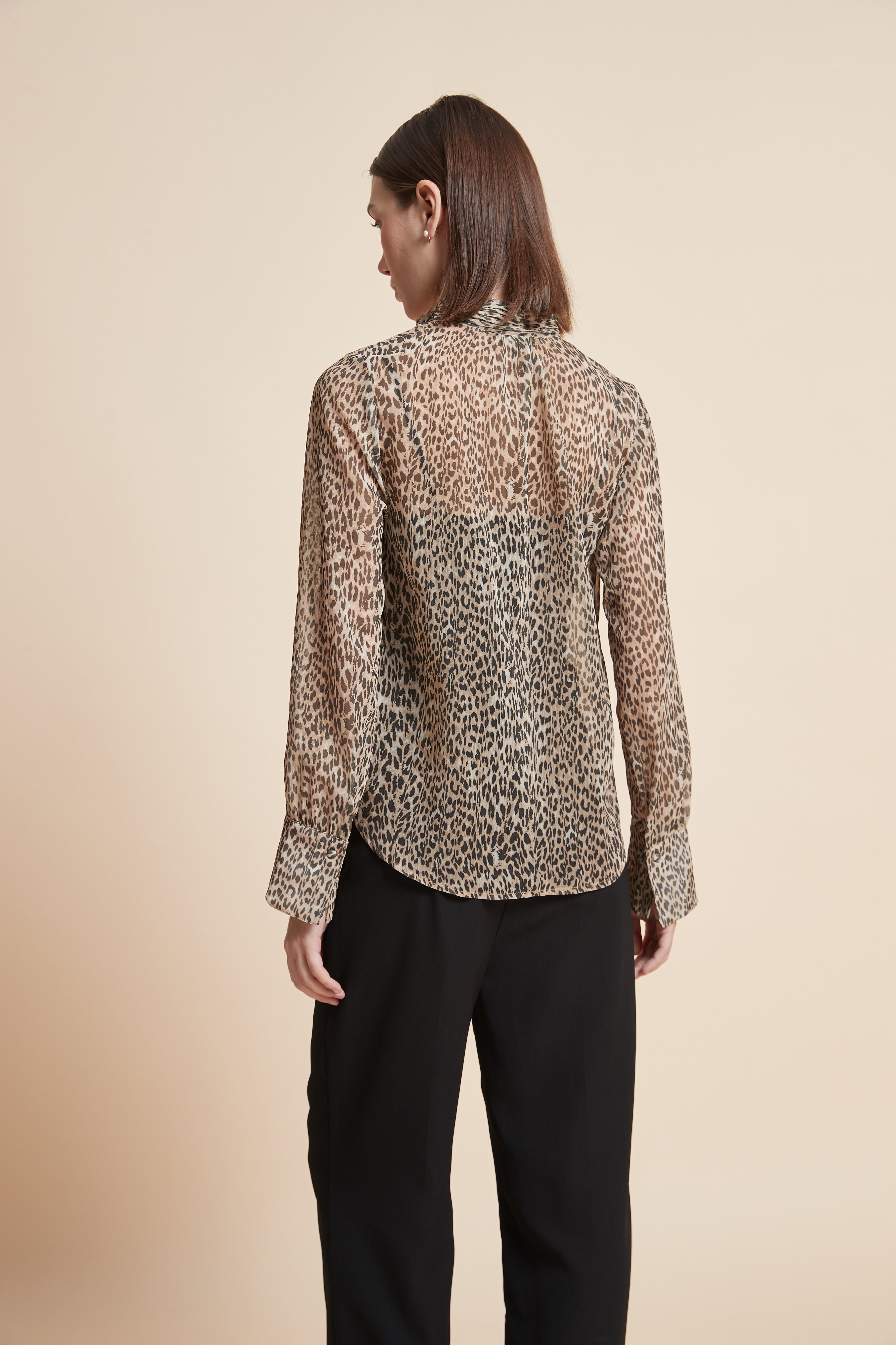 Long-Sleeved Leopard Print Blouse