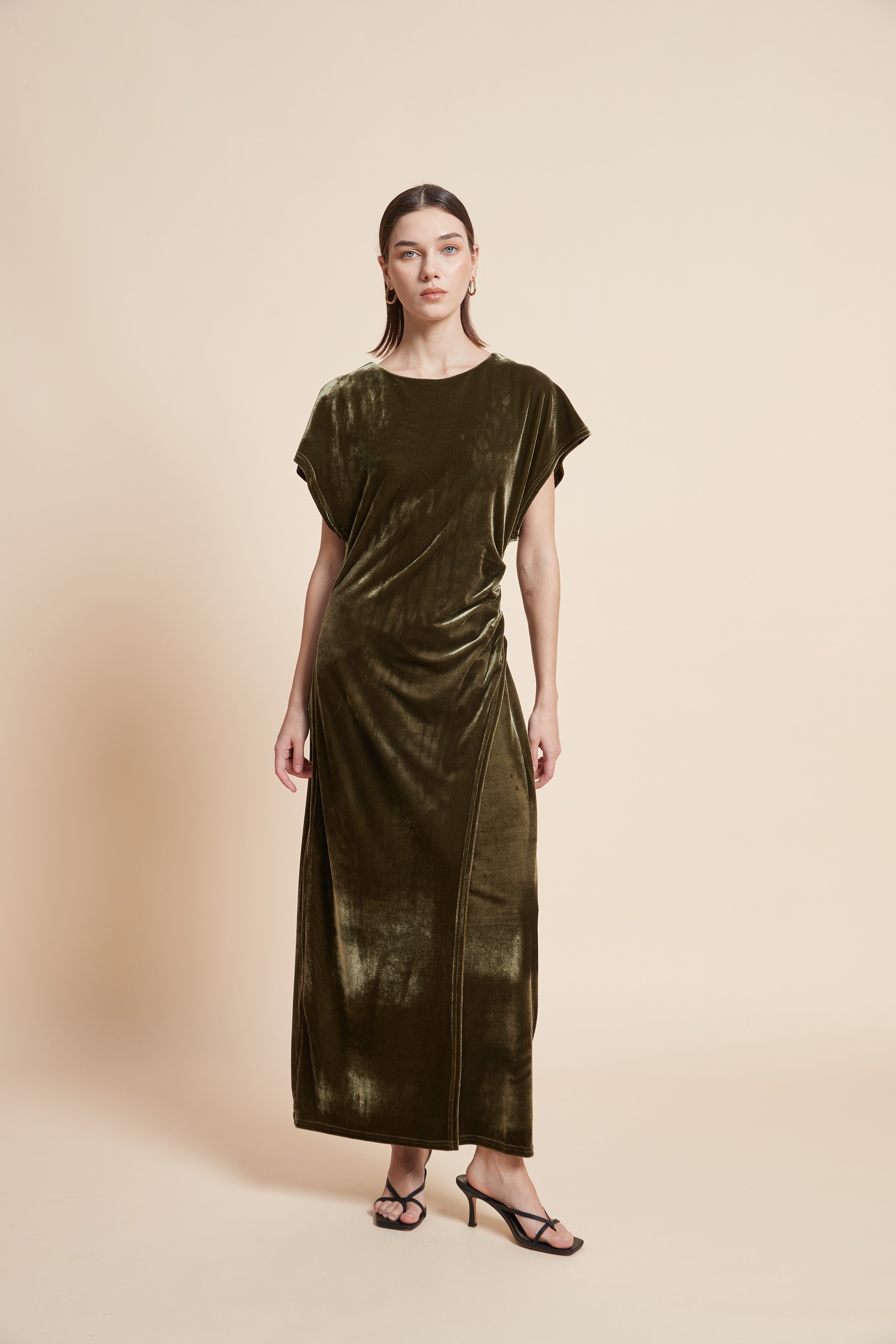 Short-Sleeved Plain Dress