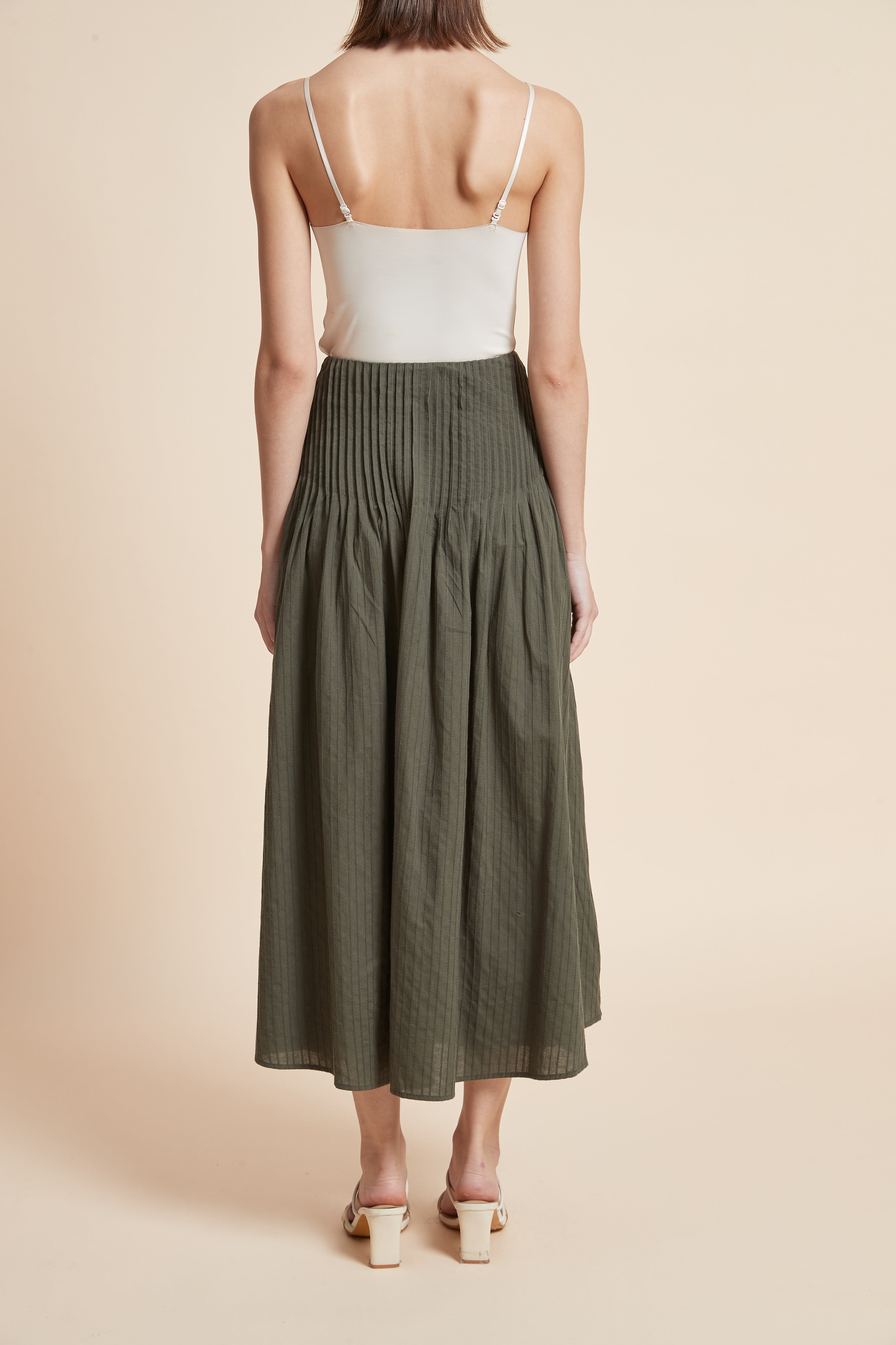 Print Wide-Cut Midi Skirt