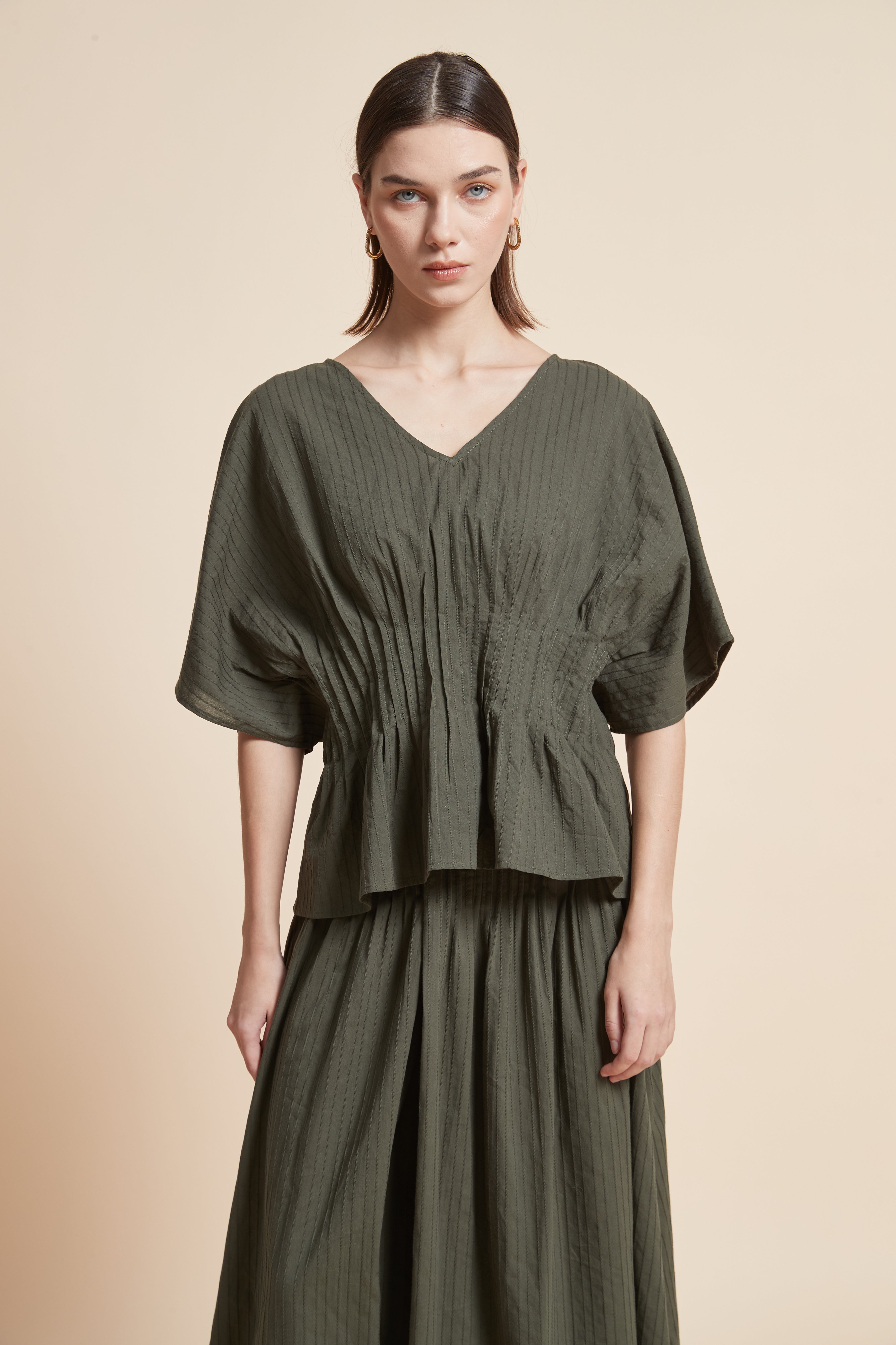 Print Half-Sleeve Ruffled Top