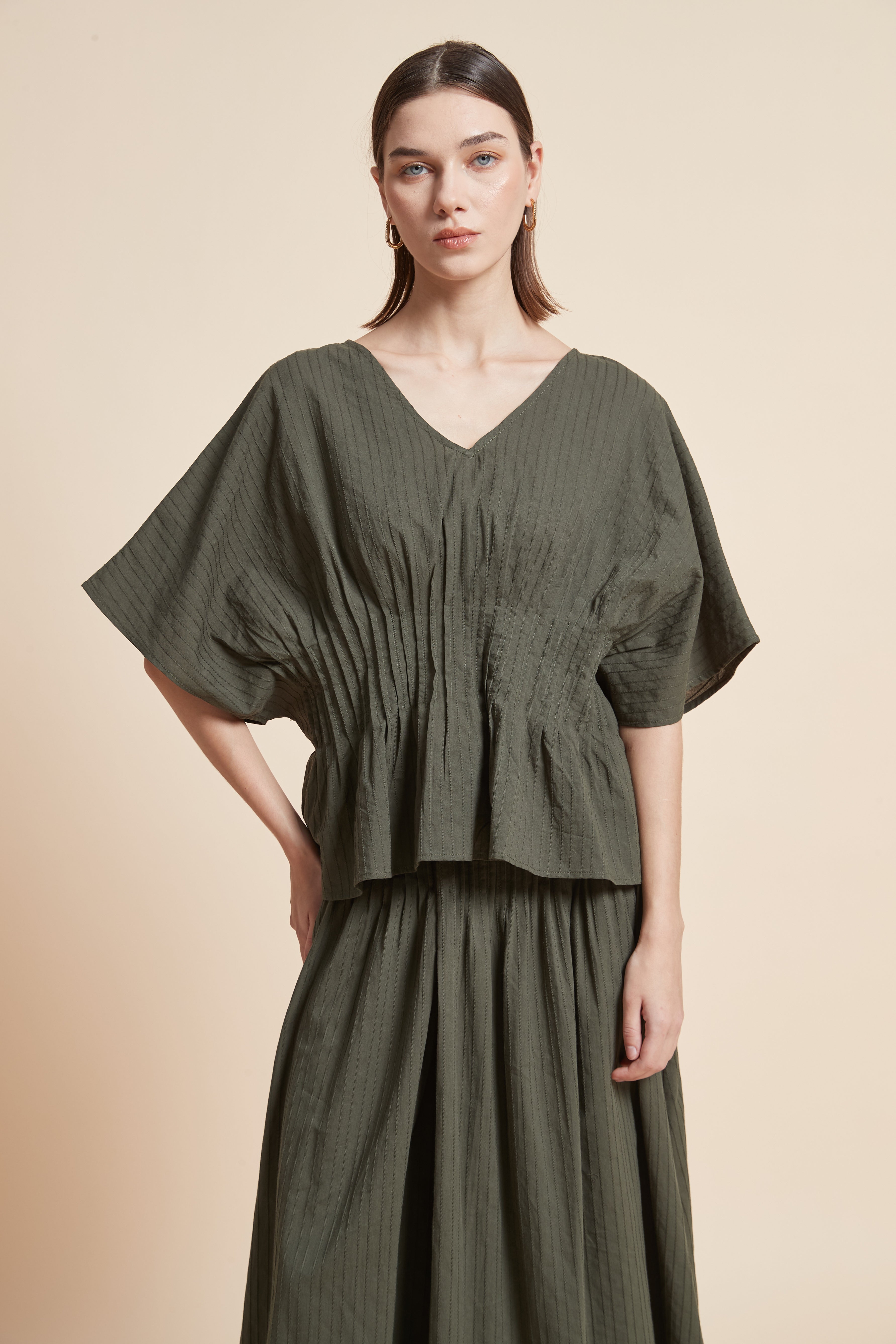 Print Half-Sleeve Ruffled Top