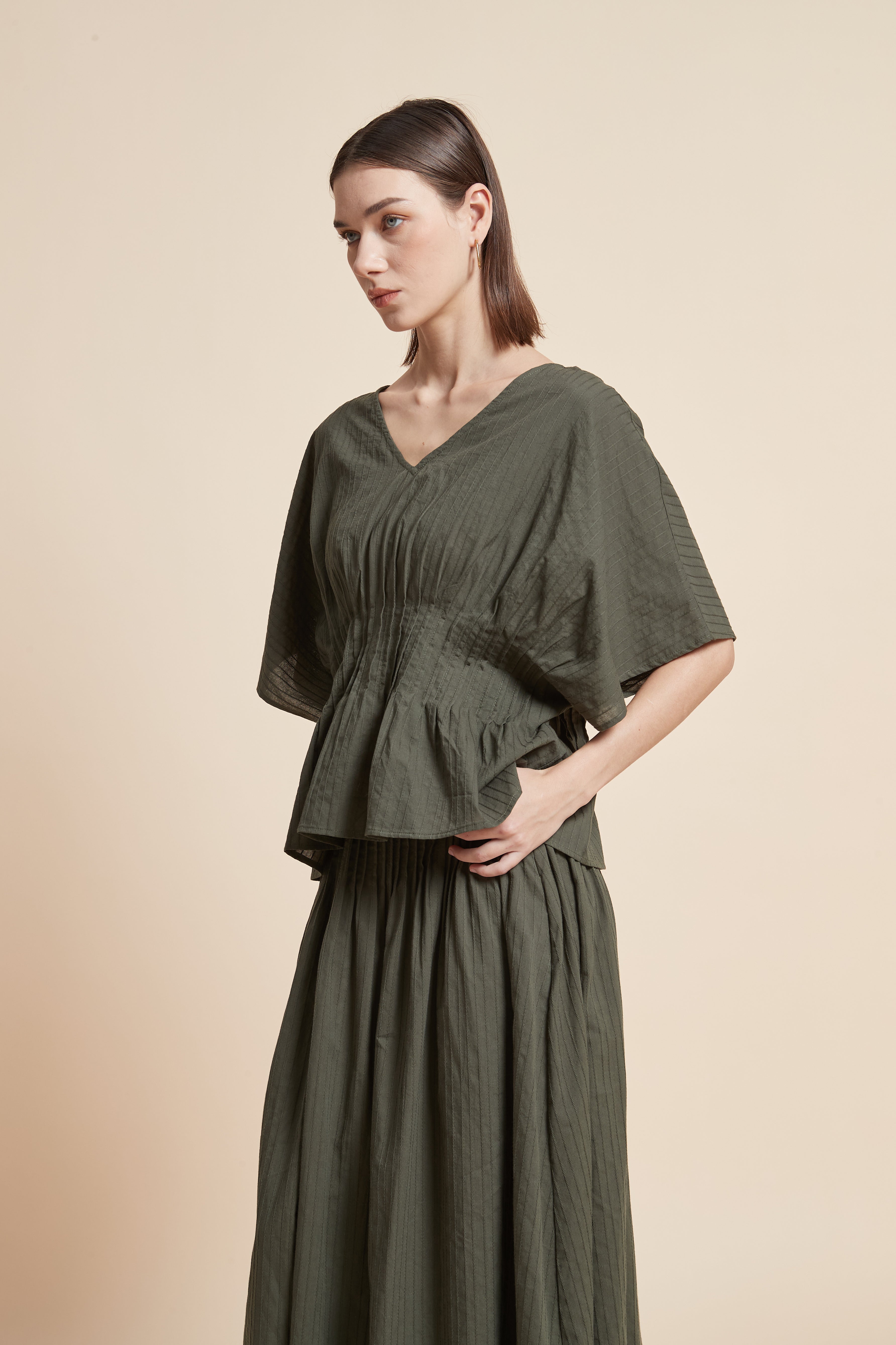 Print Half-Sleeve Ruffled Top