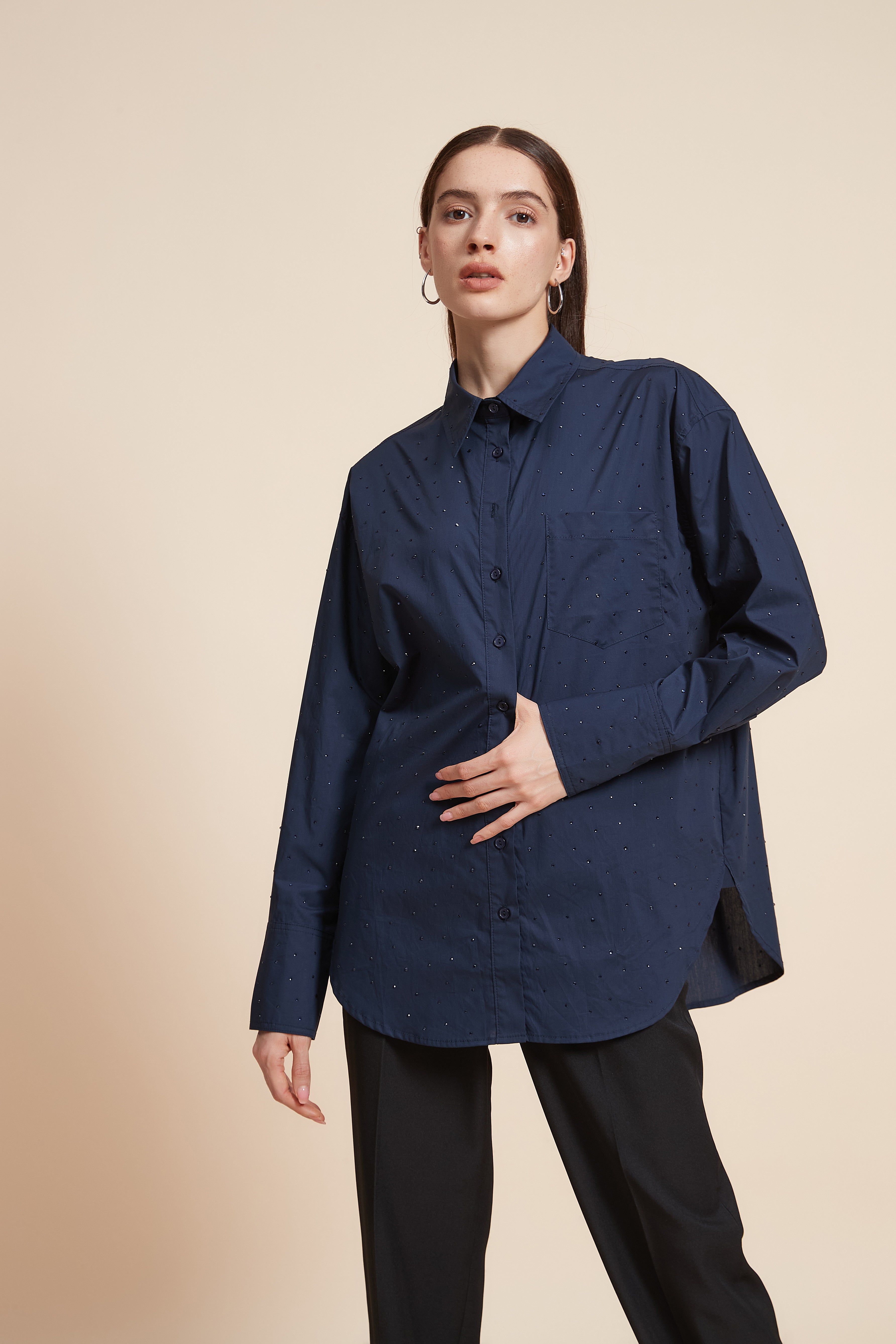 Plain Long Shirt with Long Sleeves