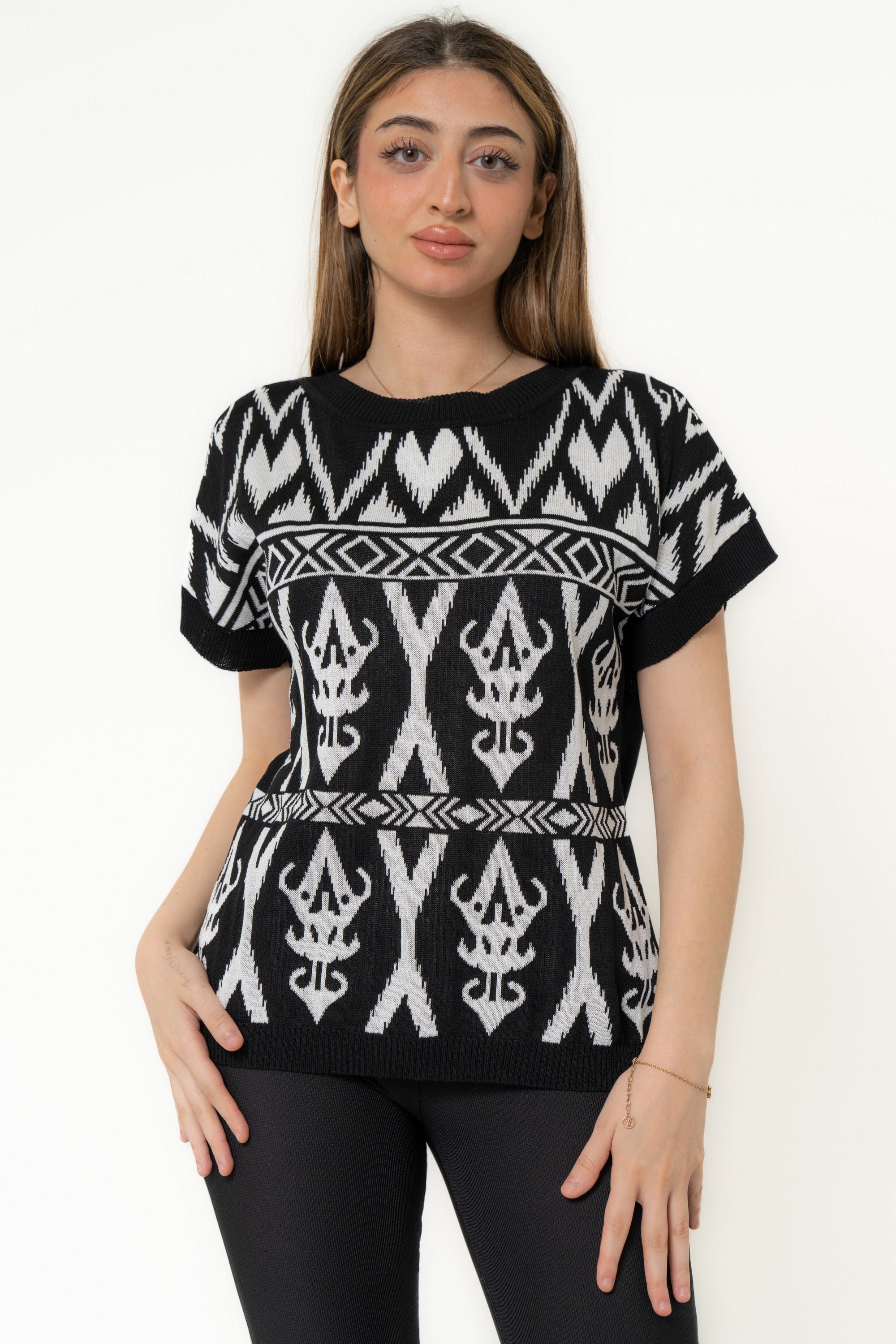 Short Sleeve Printed Blouse