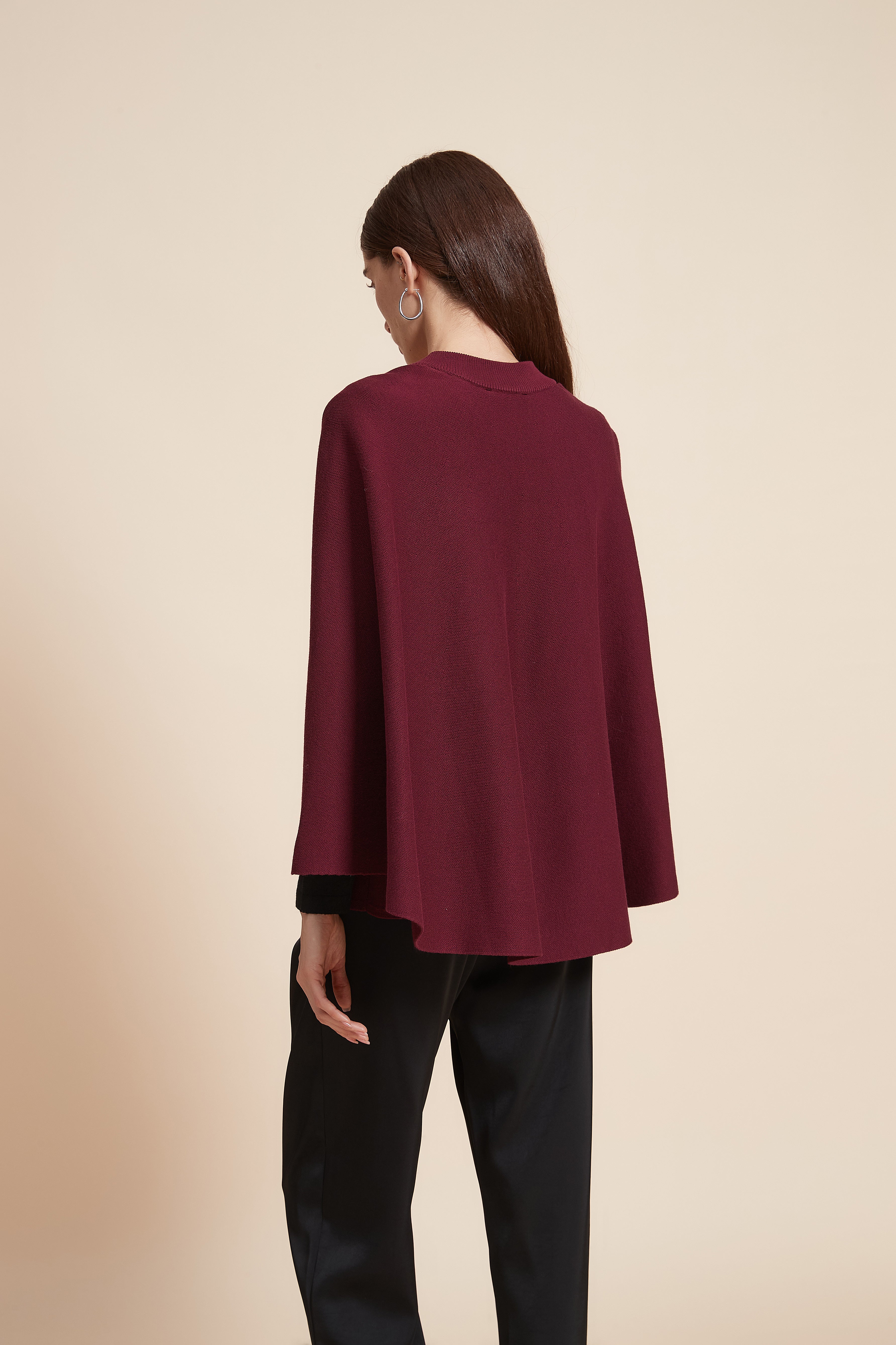 Plain Long Sleeve Midi Cape