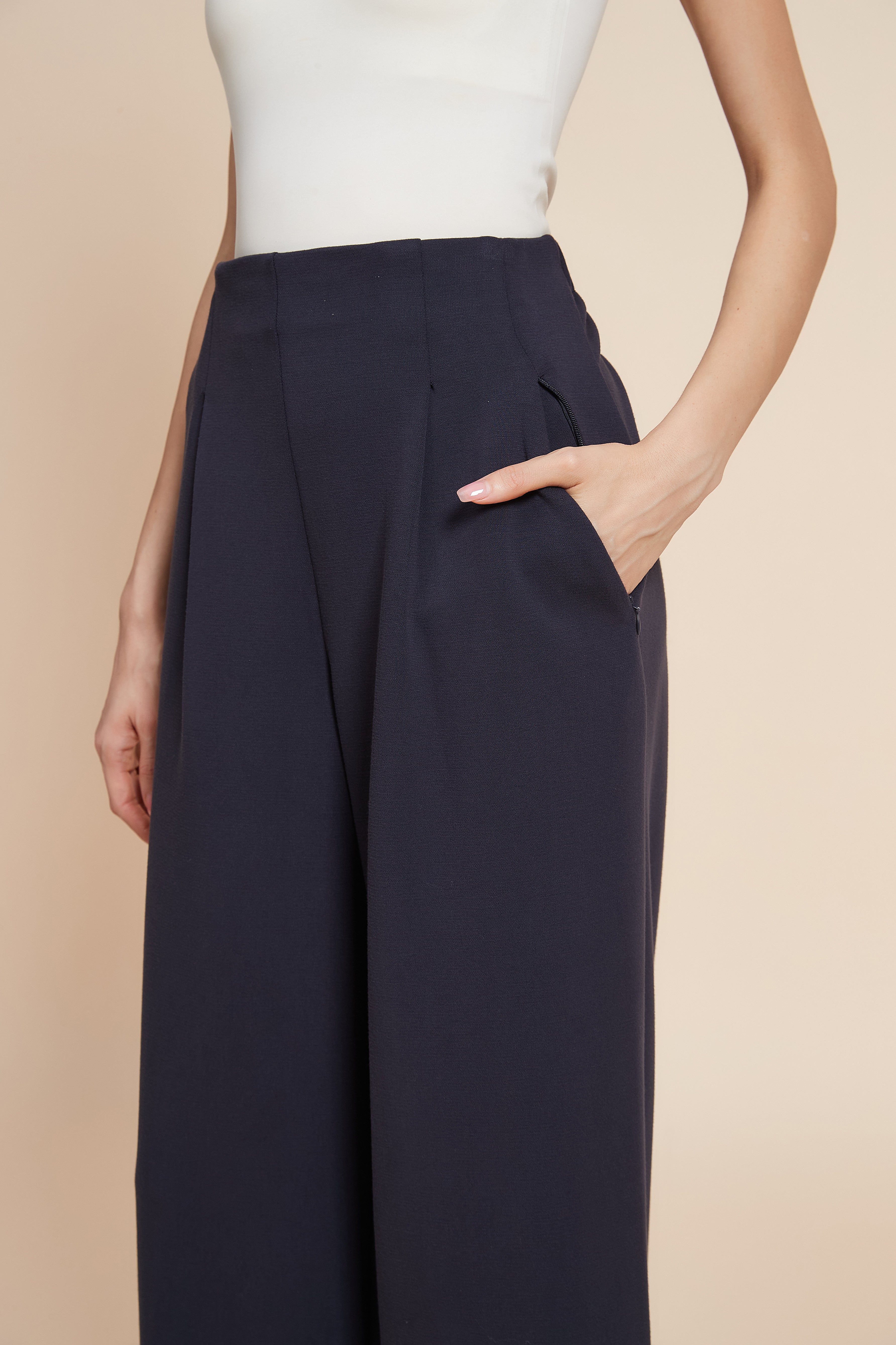 Plain Wide-Leg Long Pants