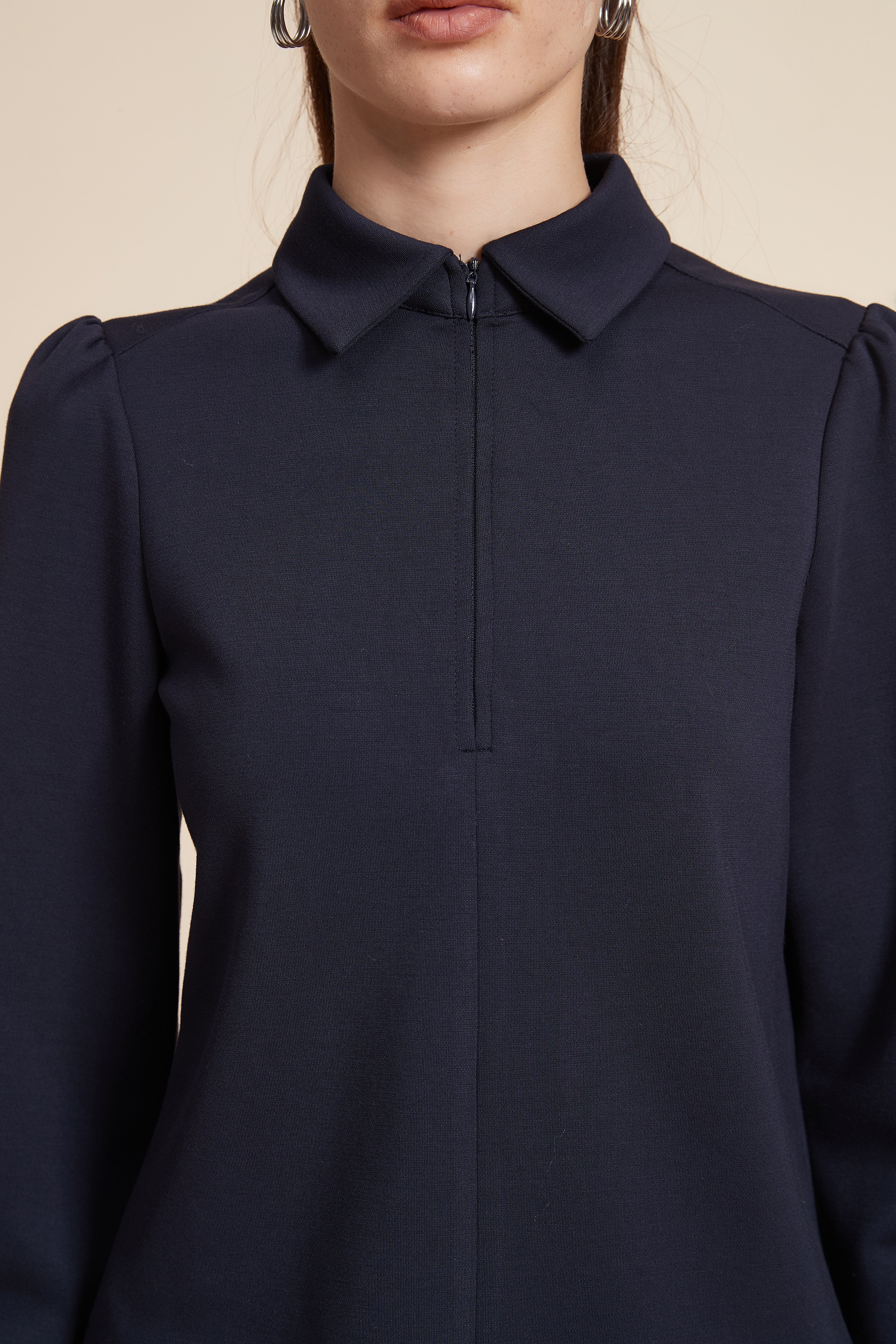 Plain Long Sleeve Short Blouse