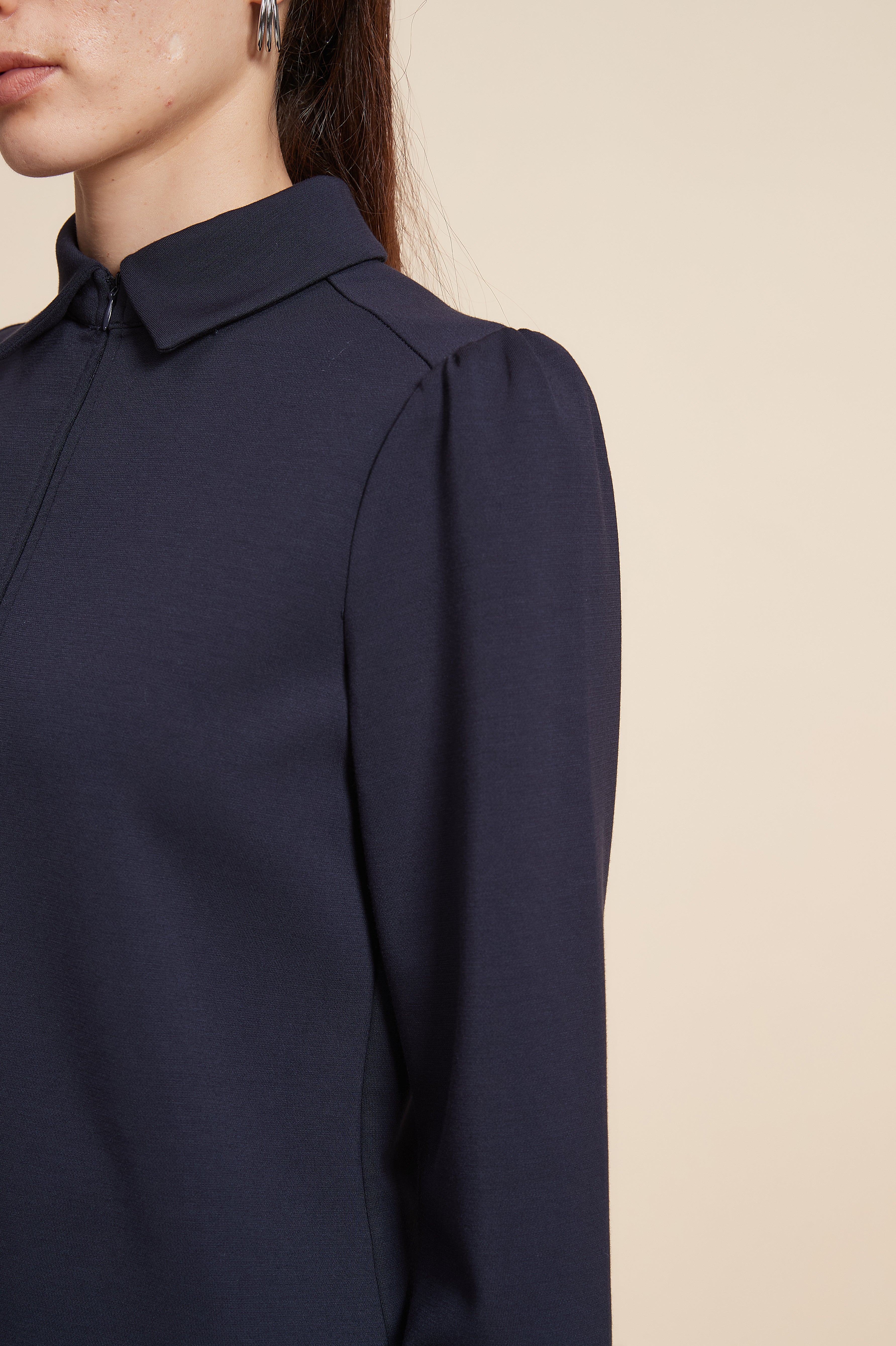 Plain Long Sleeve Short Blouse