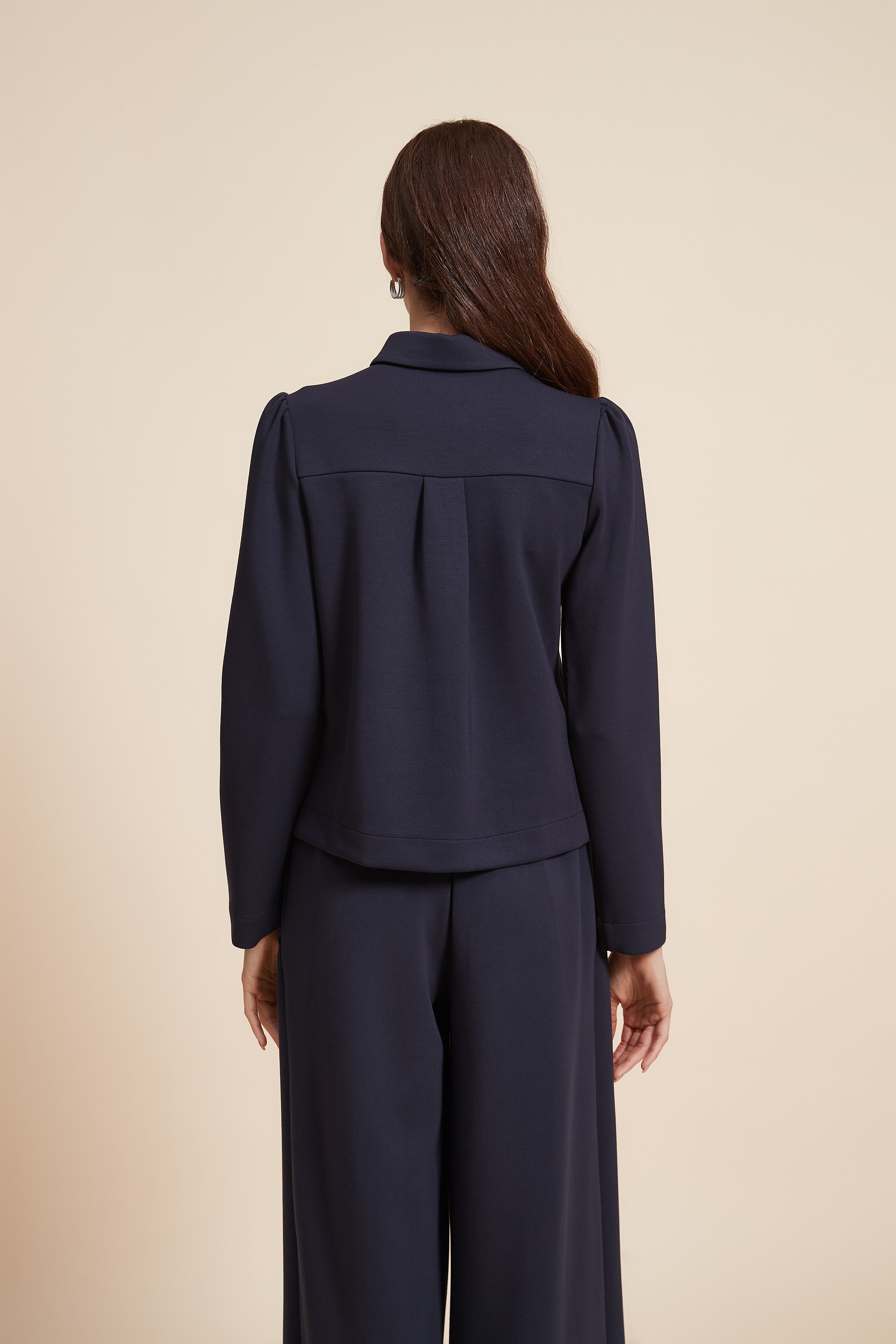 Plain Long Sleeve Short Blouse