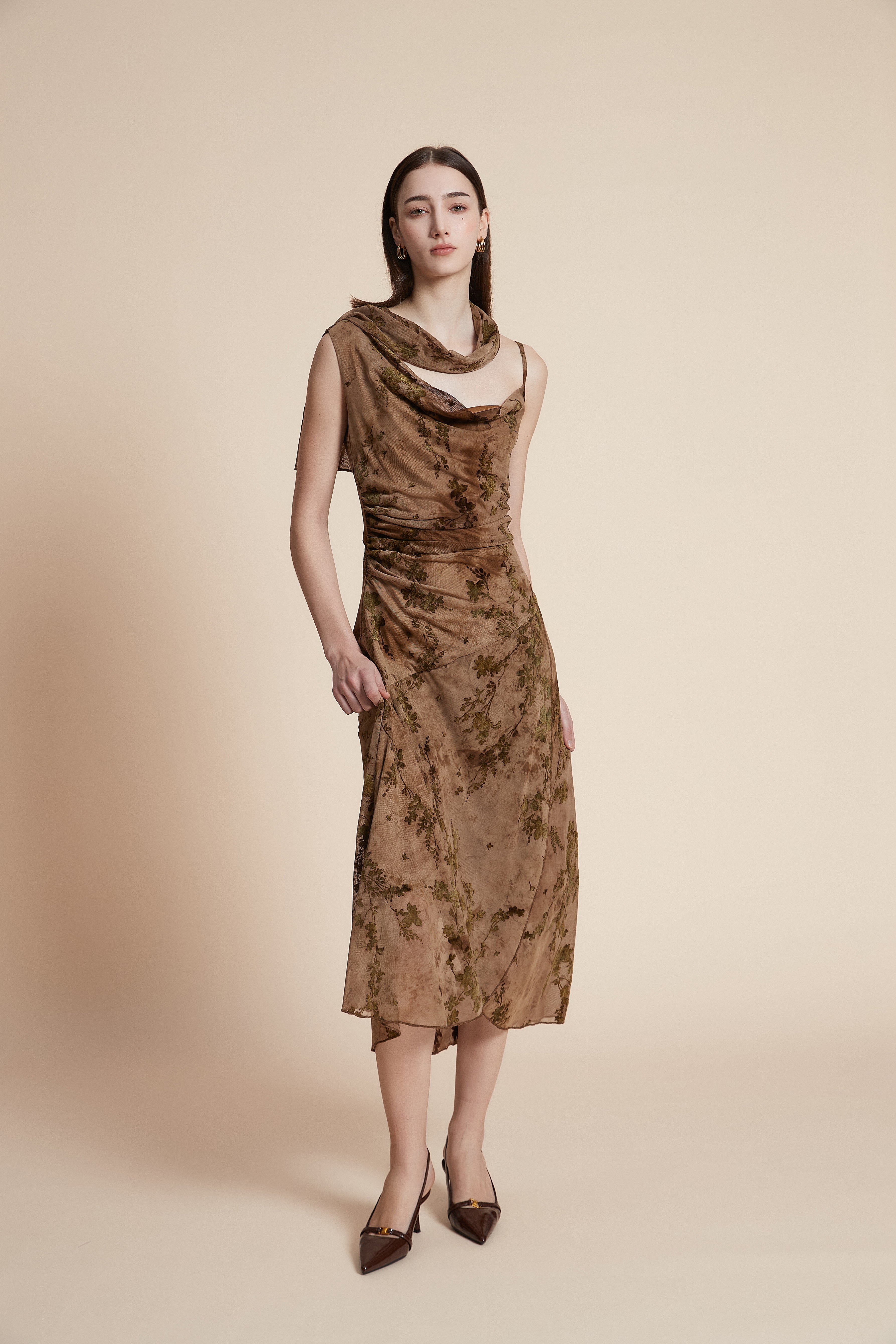 Floral strapless midi dress