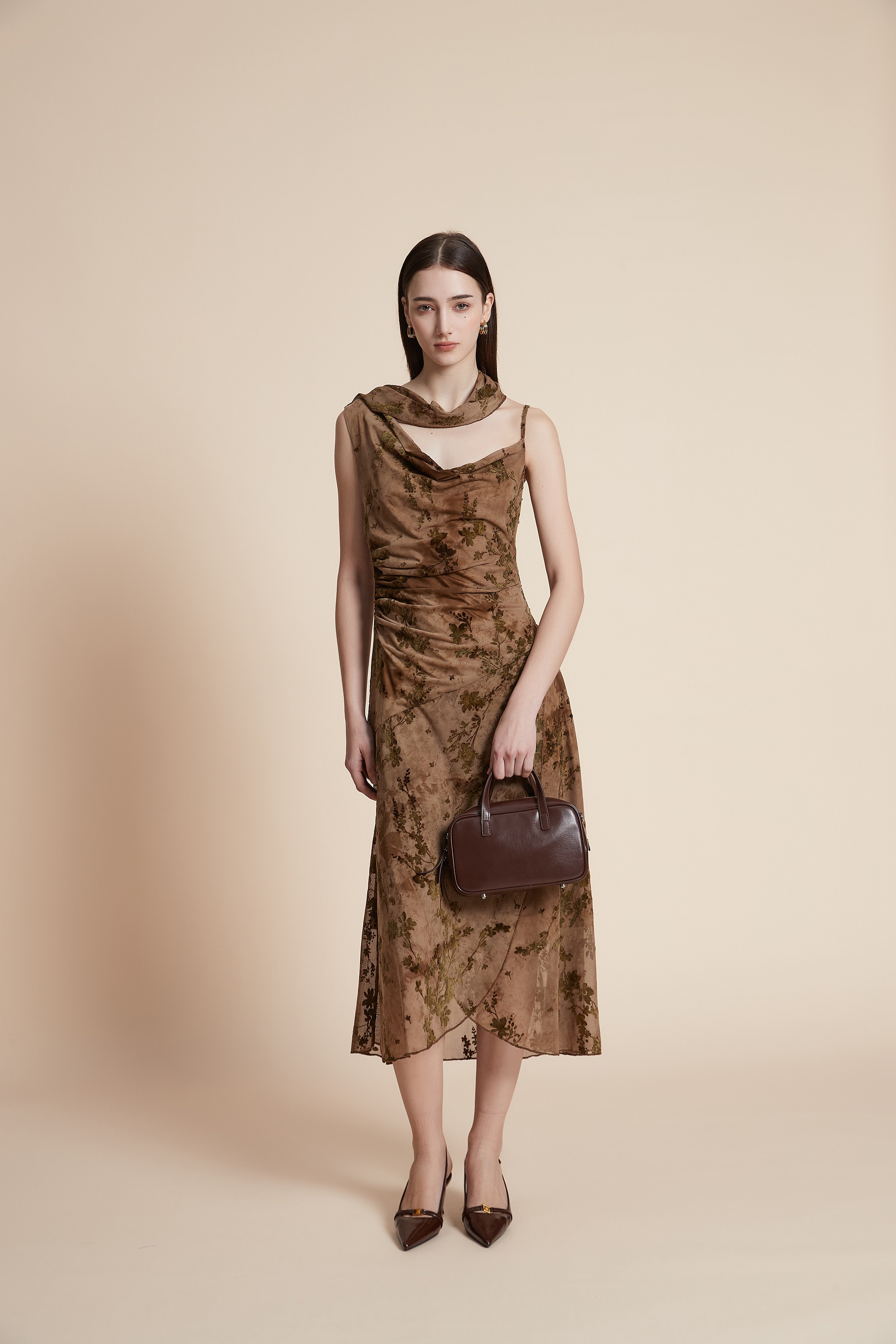 Floral strapless midi dress