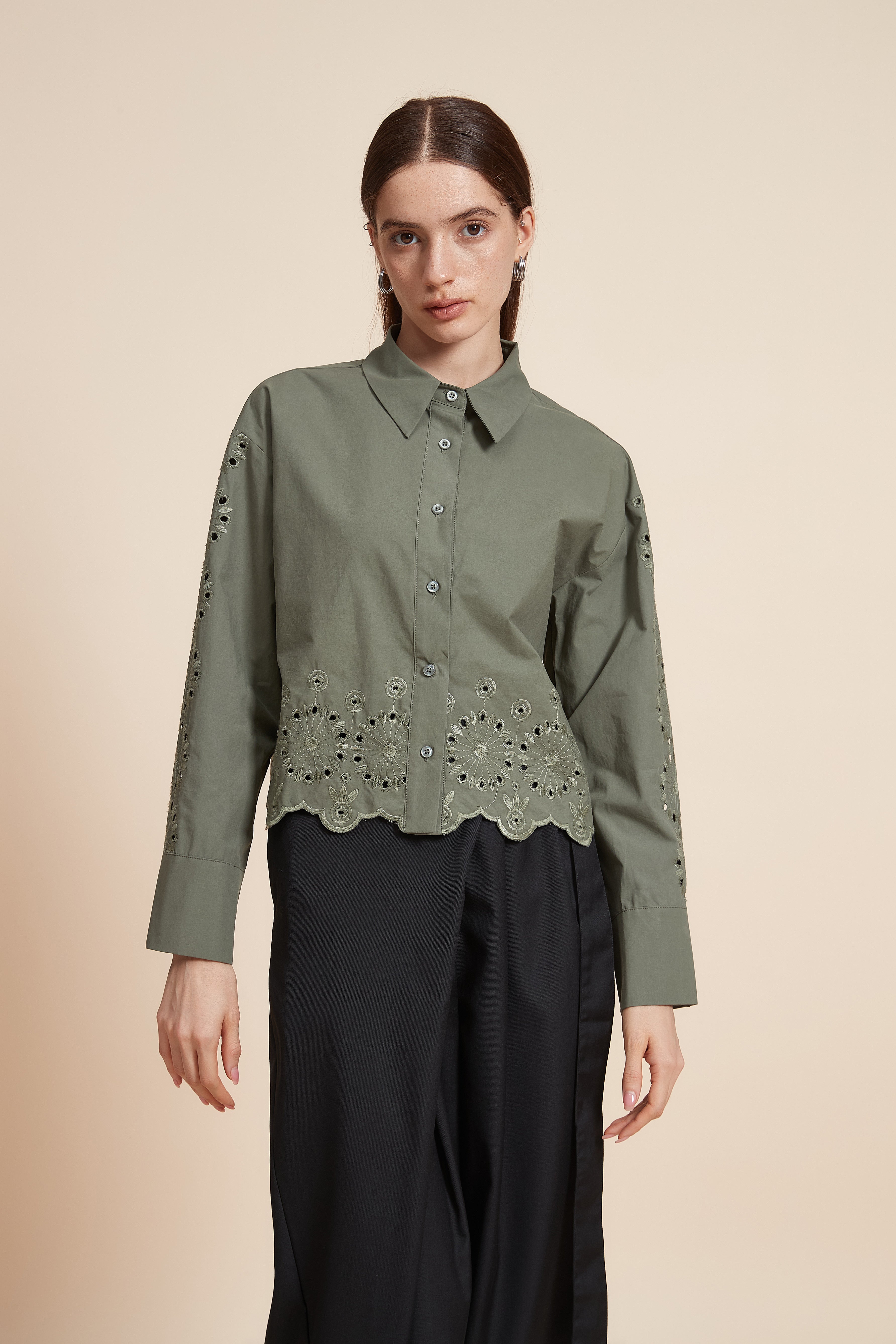 Plain Long Sleeve Short Shirt