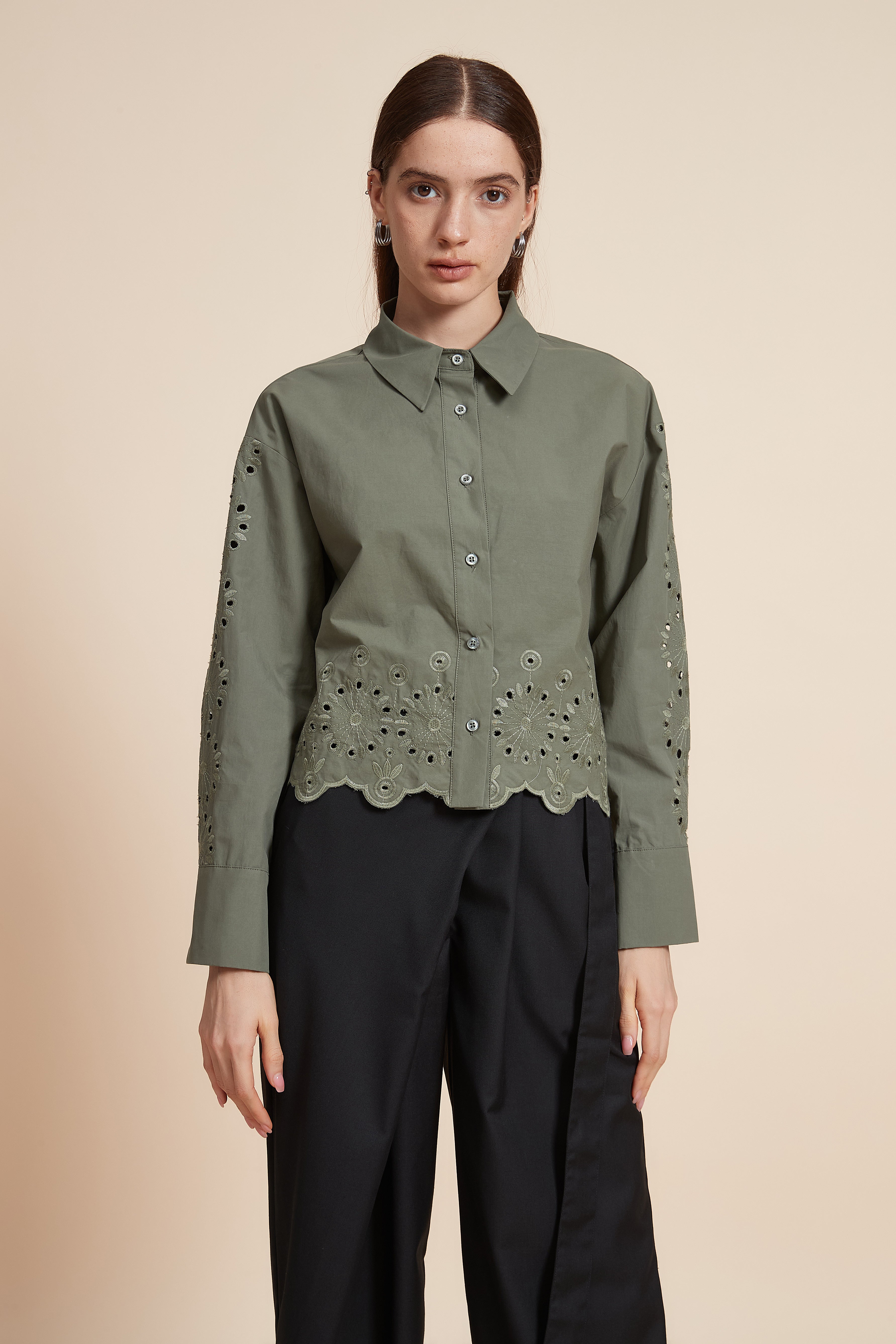 Plain Long Sleeve Short Shirt