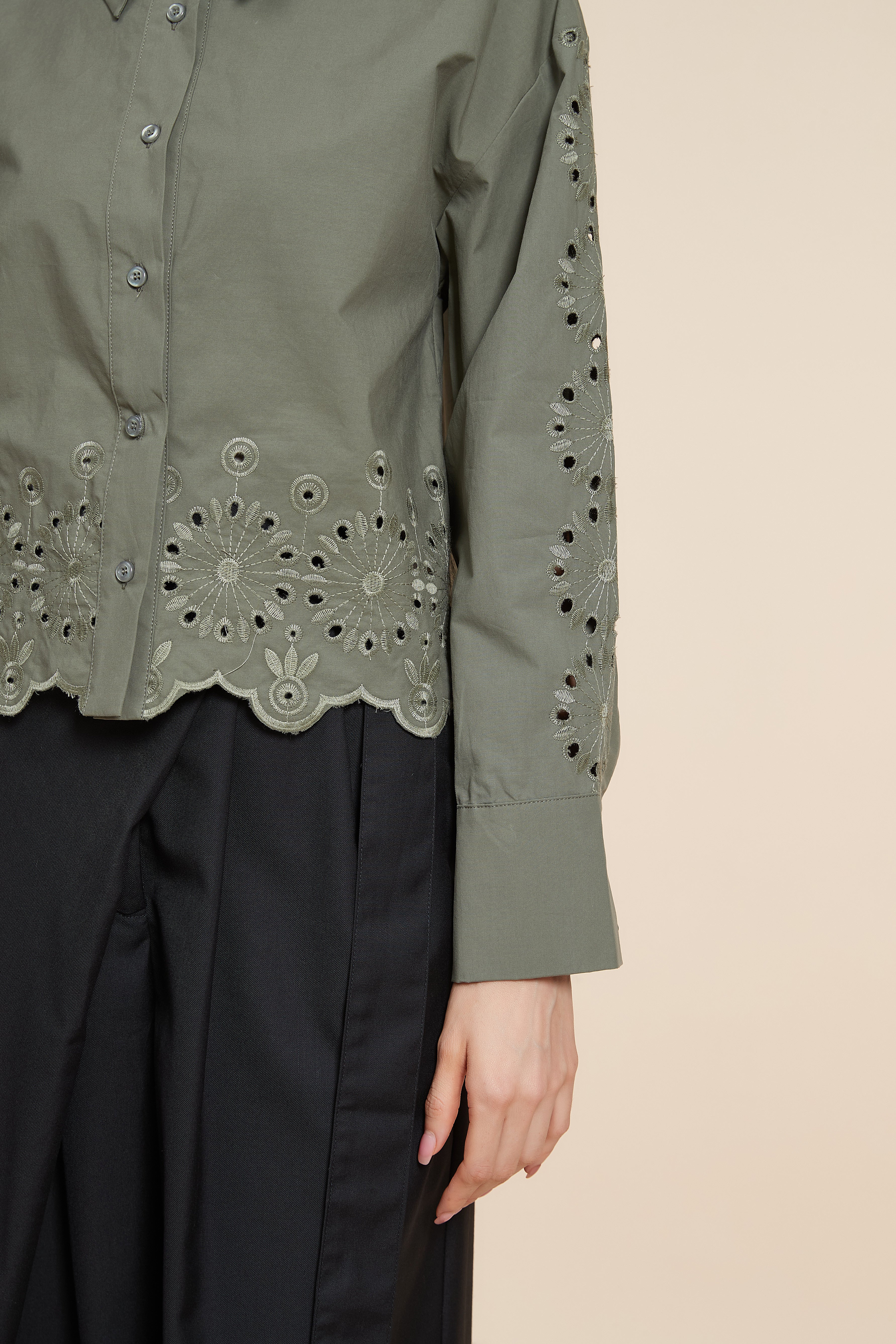 Plain Long Sleeve Short Shirt