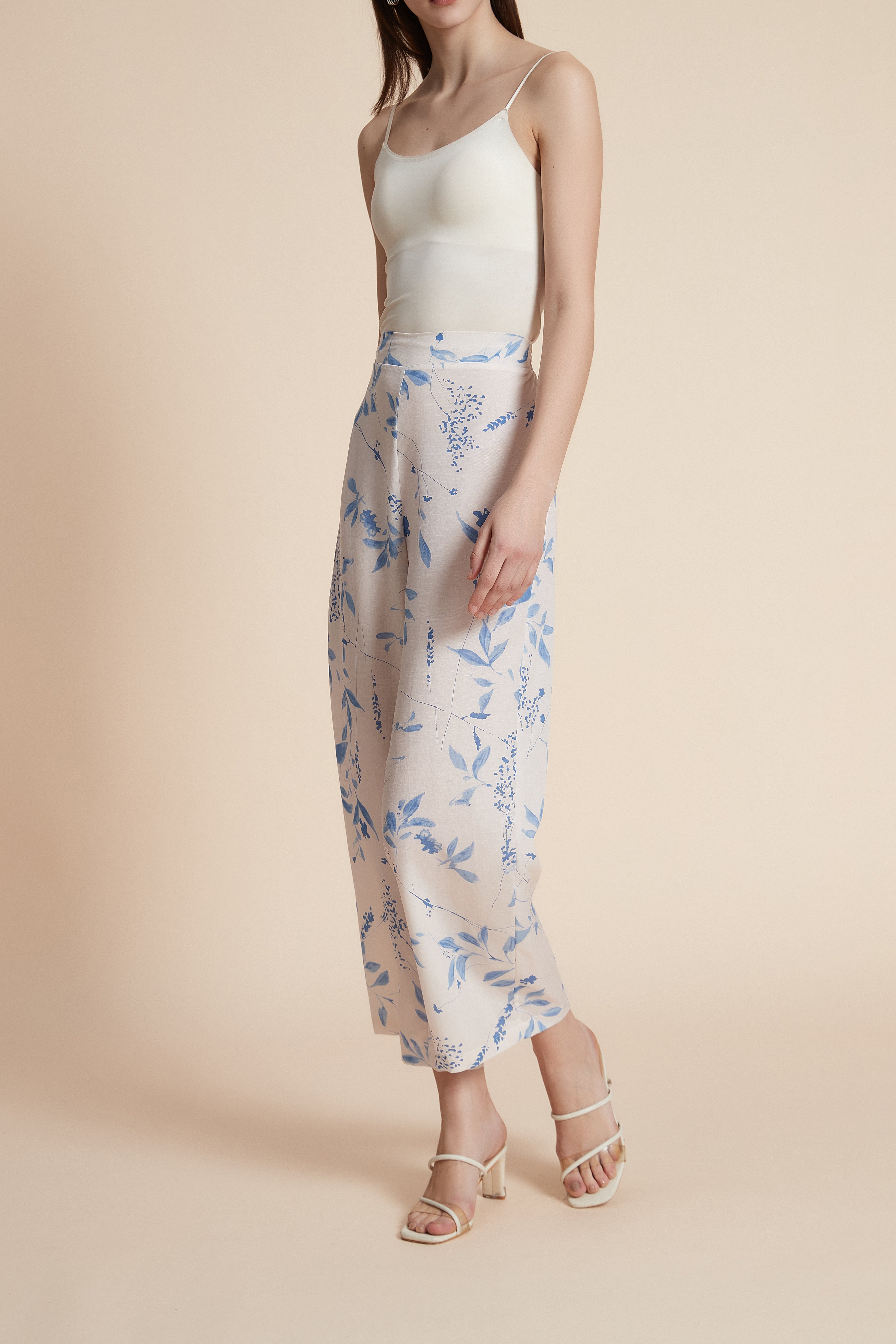Print wide-leg trousers