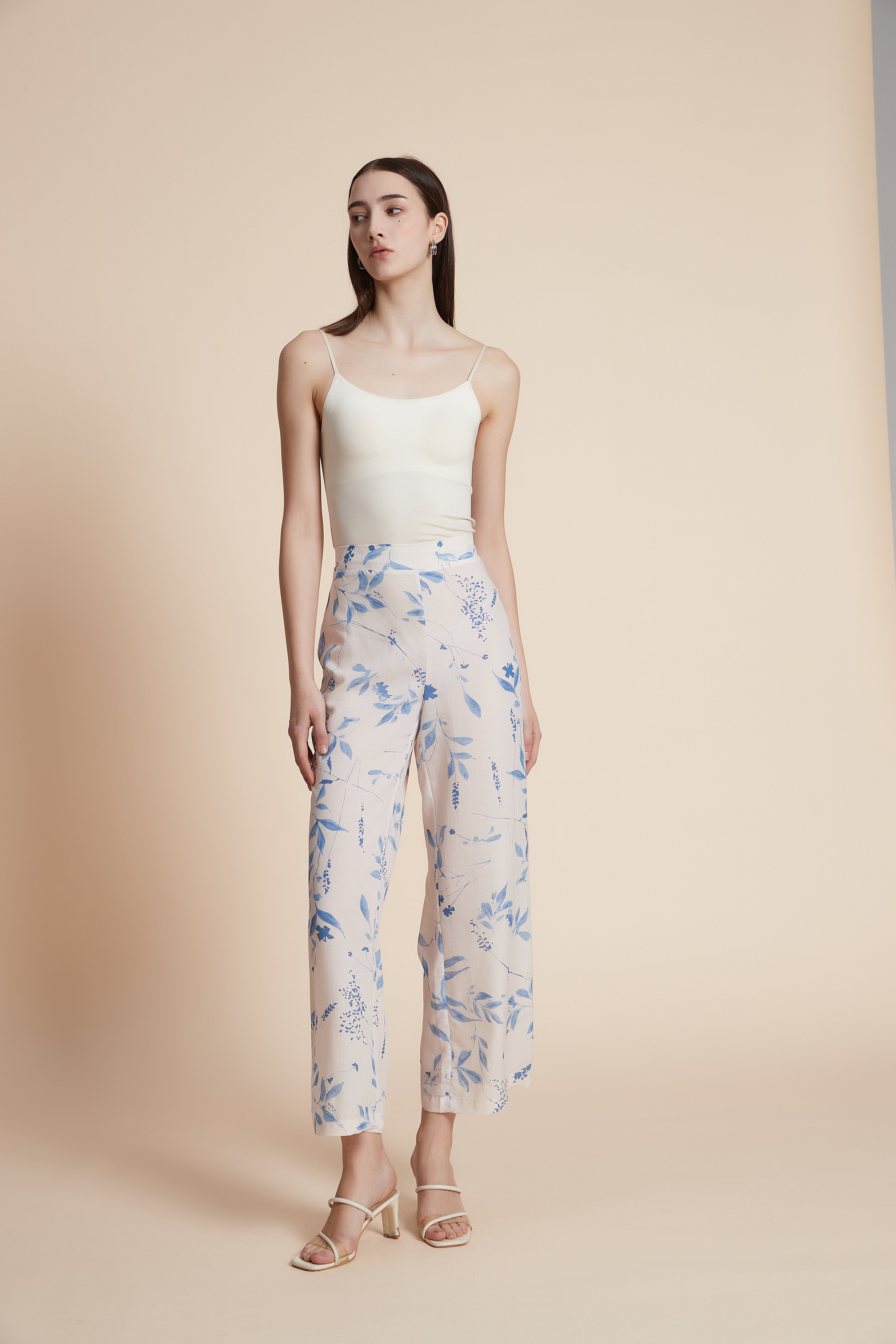 Print wide-leg trousers