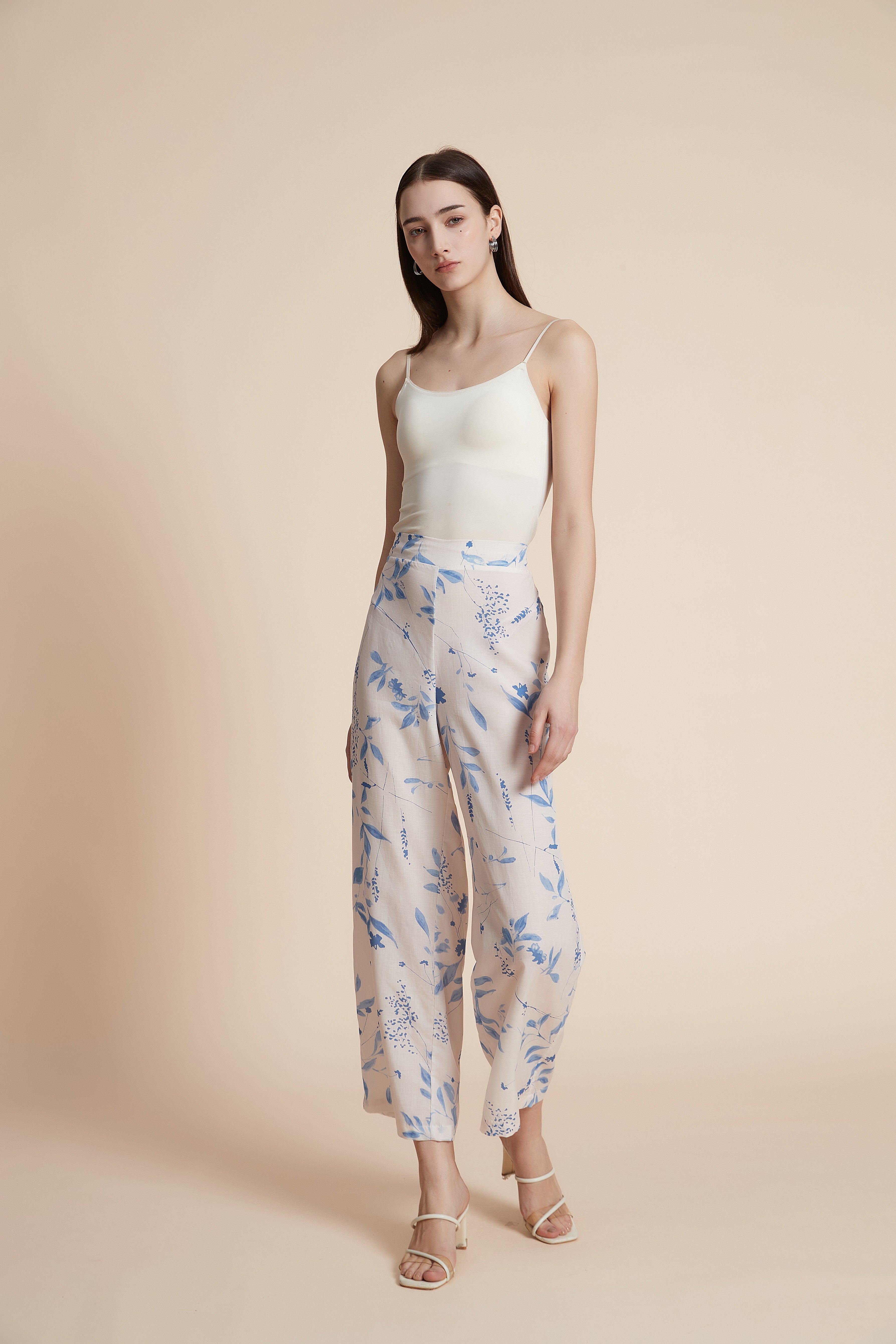 Print wide-leg trousers