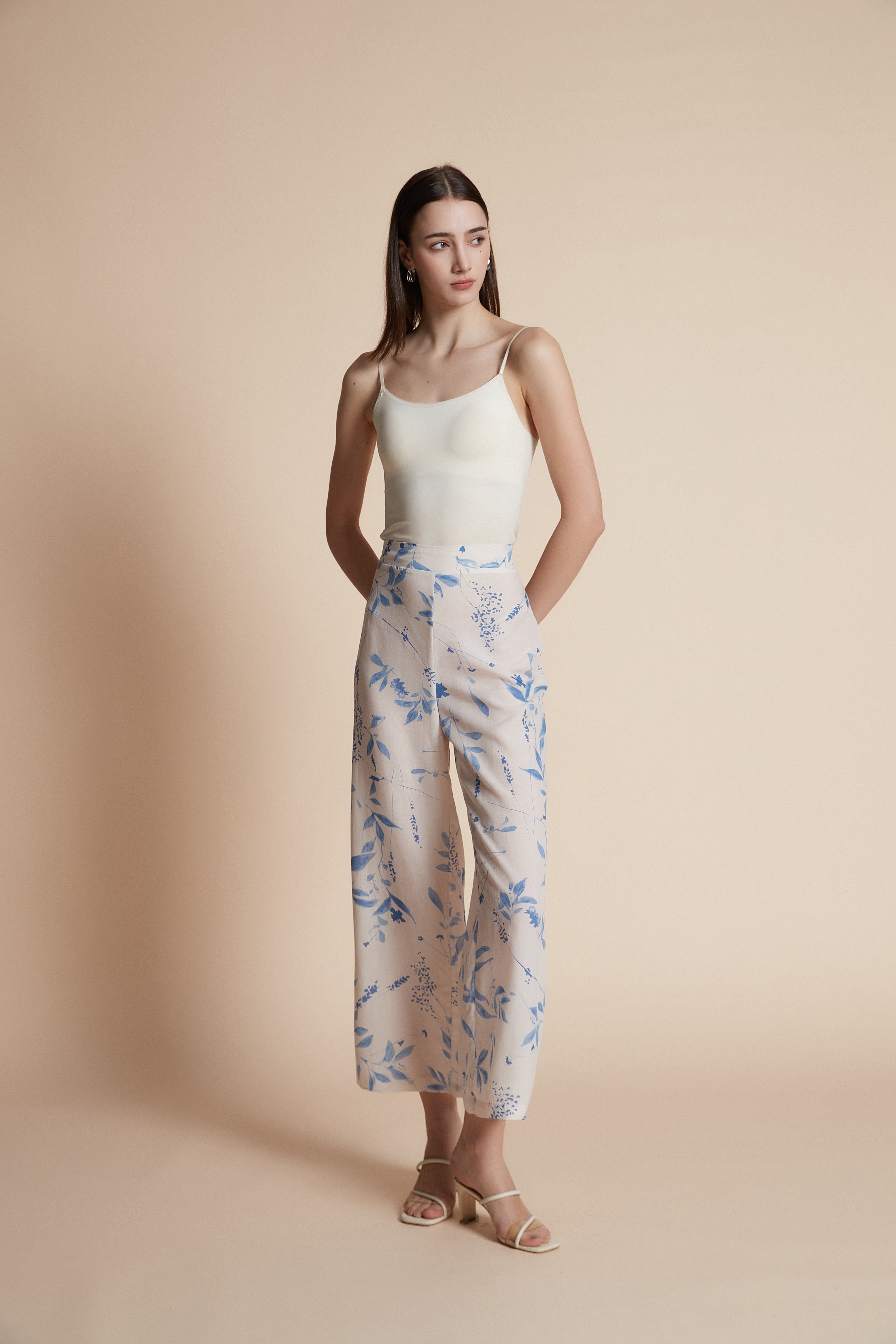 Print wide-leg trousers