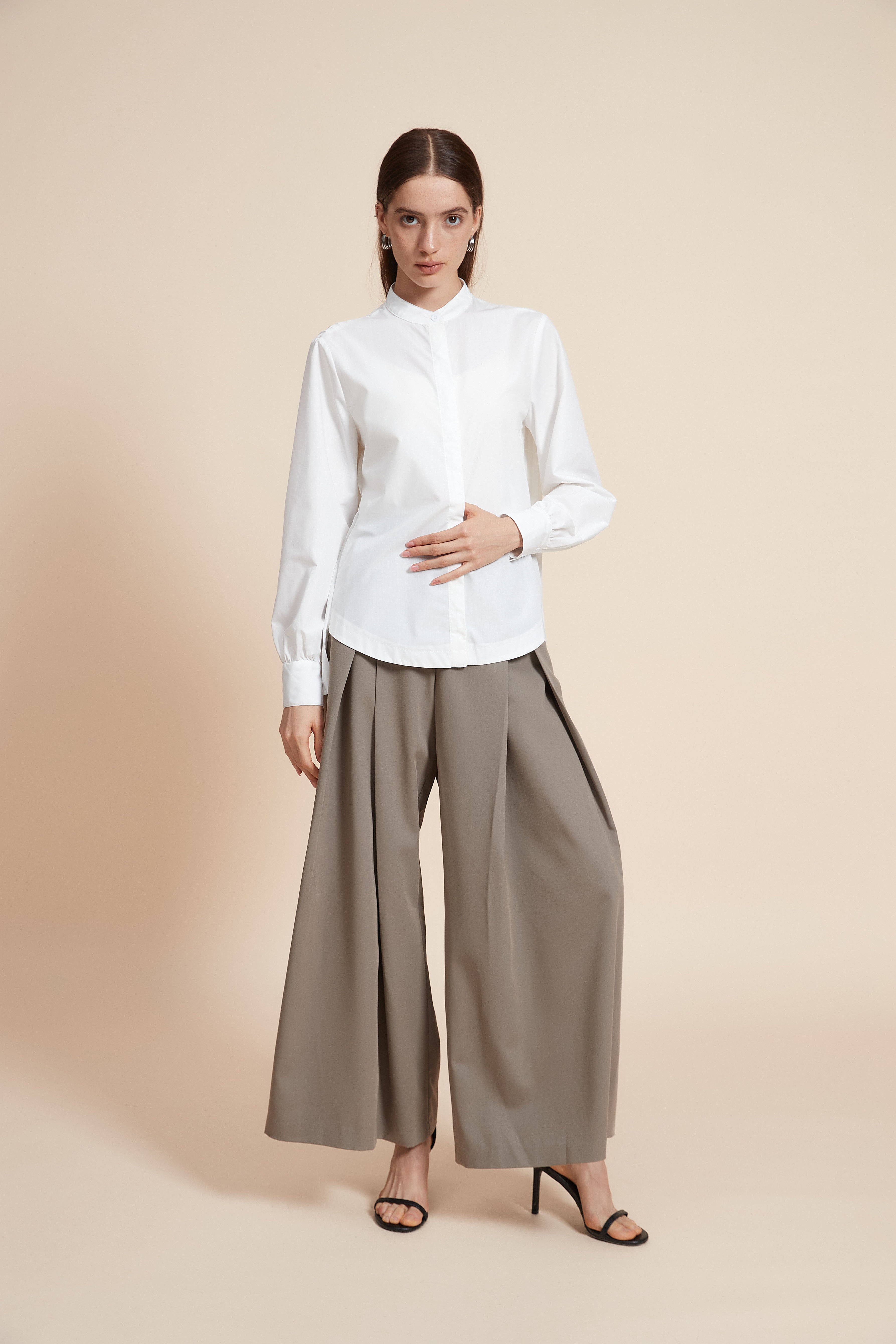 Plain Long Sleeve Mid-Length Shirt