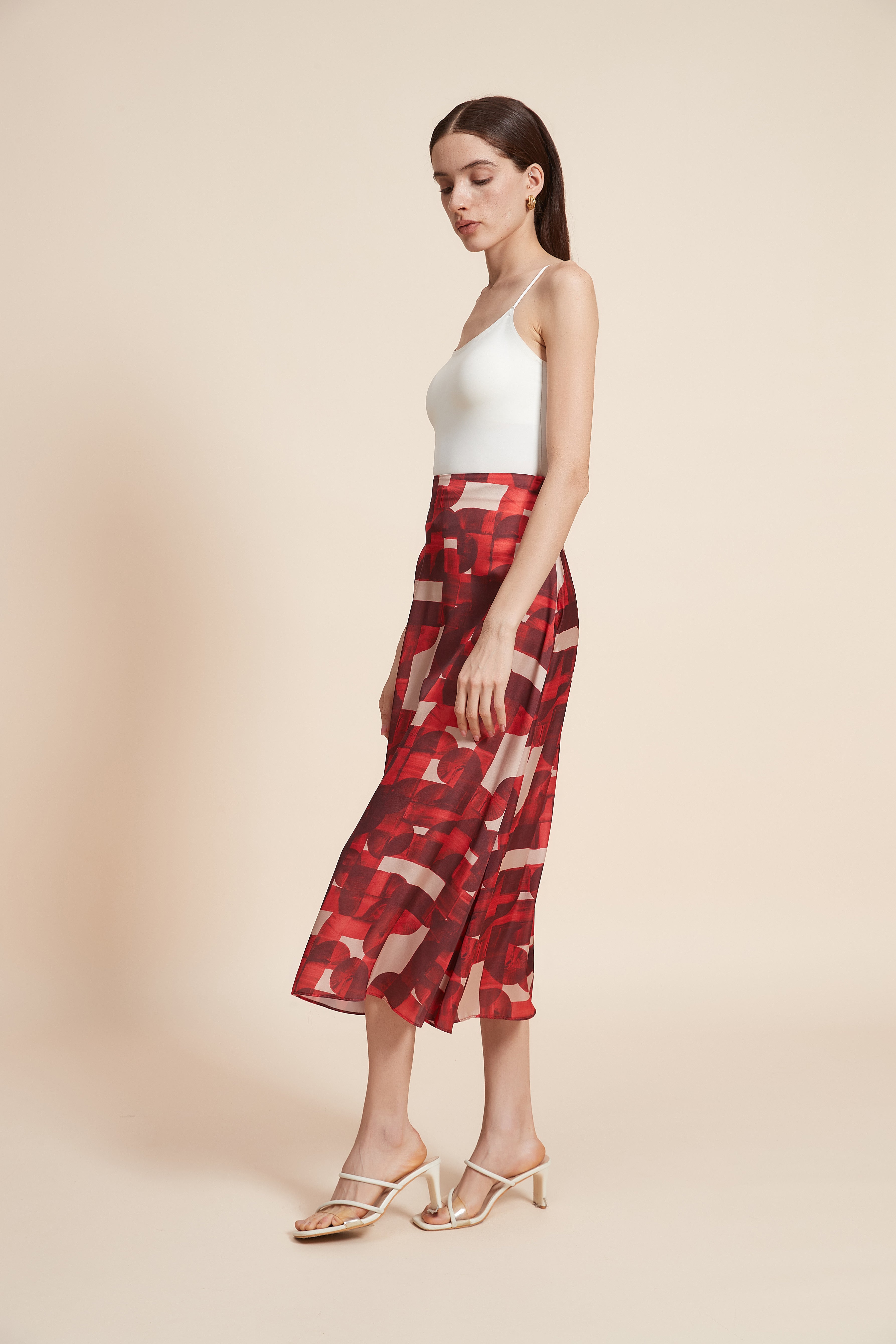 Colorful Midi Skirt with Flared Design