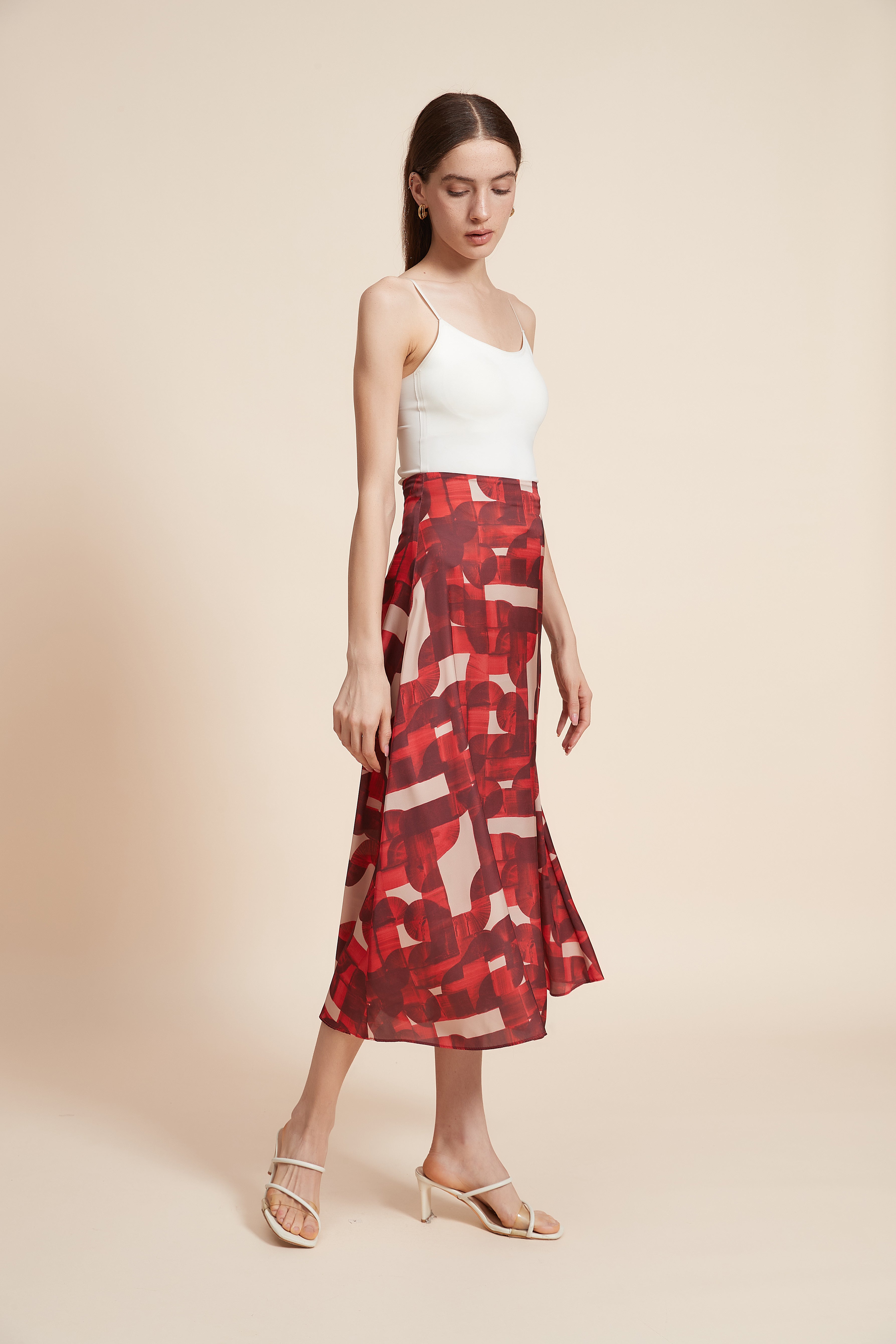 Colorful Midi Skirt with Flared Design
