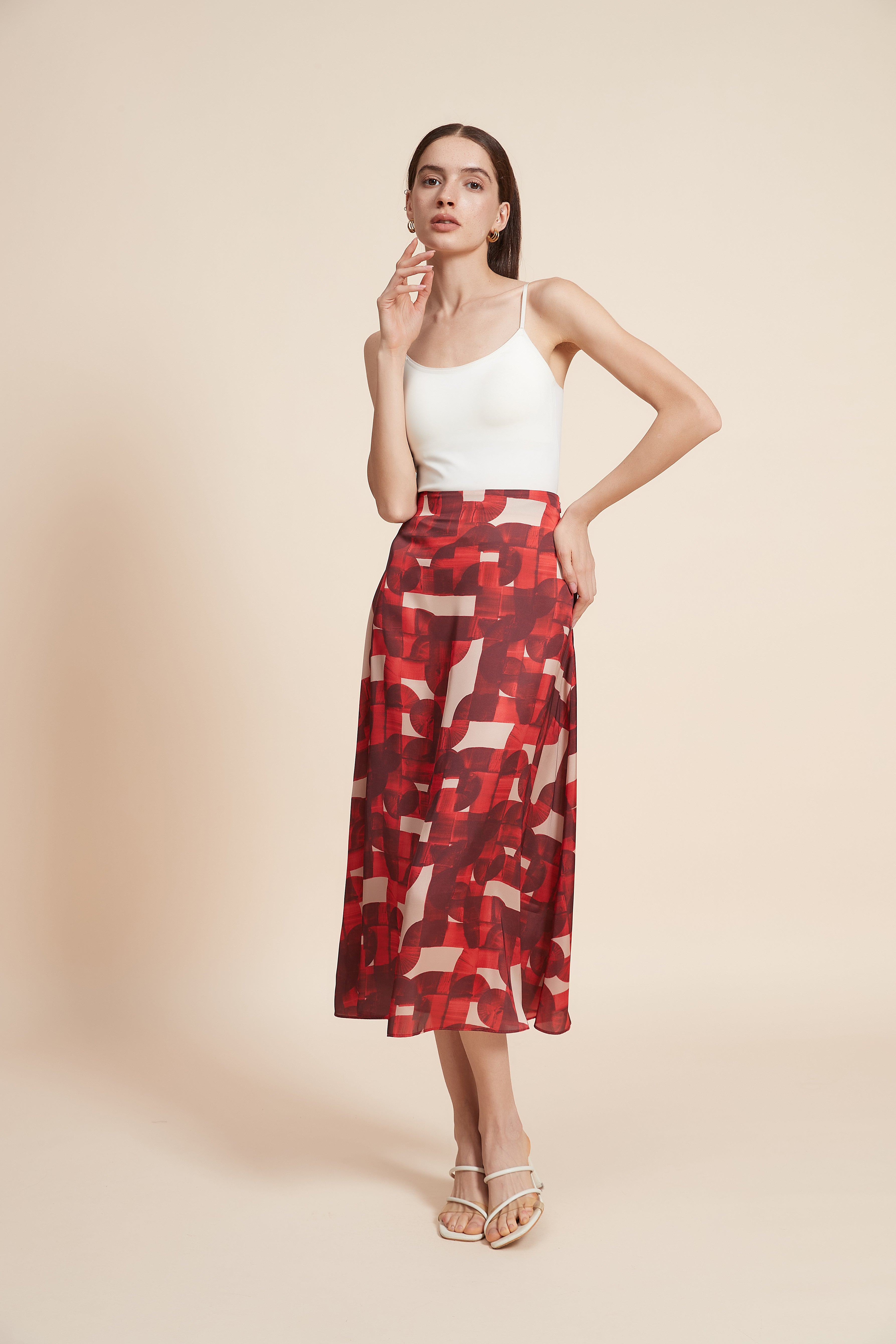 Colorful Midi Skirt with Flared Design