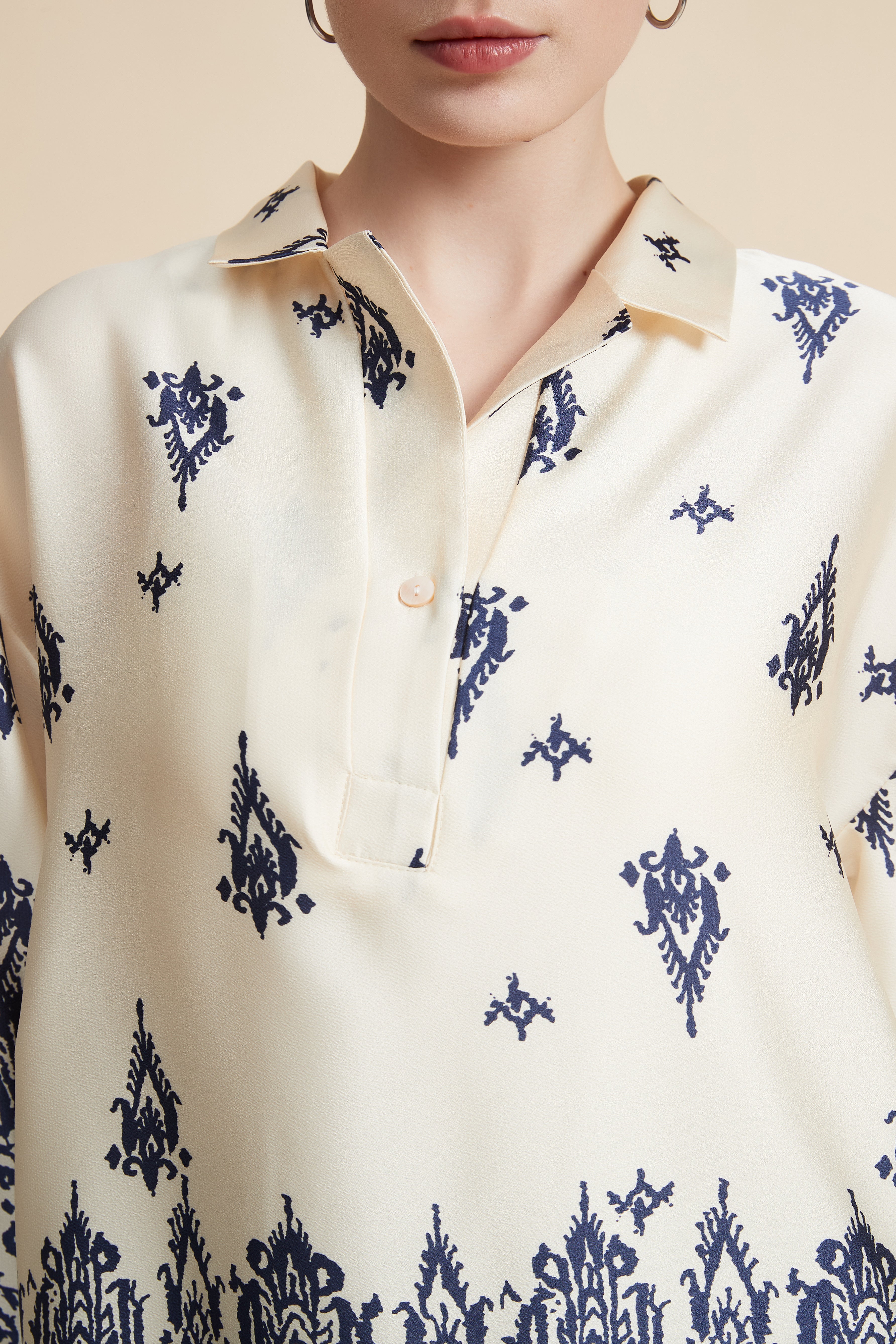 Women's Printed Blouse with Shirt Collar
